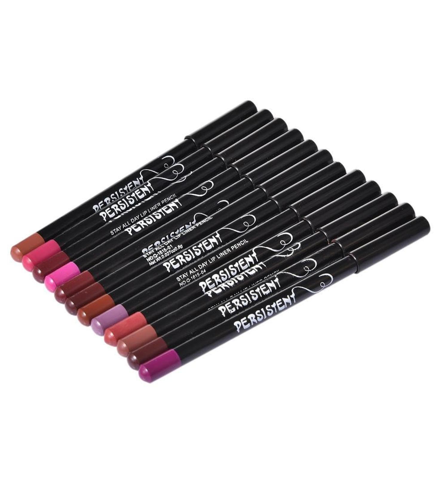 Lip Gloss Make Up Liner Pencil Natural Lip Makeup 12 Different Colors Waterproof and Long Lasting Lip Liner Pencil Set Pearl Eyeliner Kit Metalic Eyeliner Liquid Eyeliner Set for Girls Woman - Buy Online on SooperMarket.com