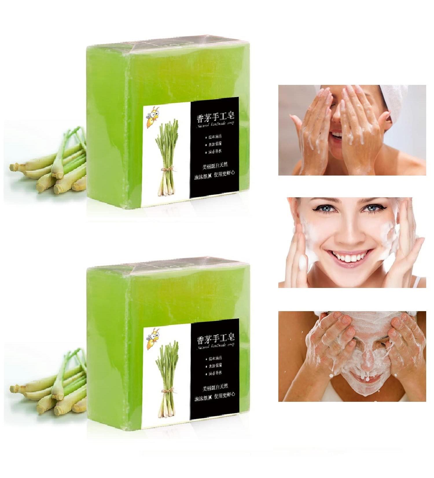 OUKPANE 2Pcs Citronella Soap - Natural Lemongrass Body Wash Bar for Body & Facial Skin - Buy Online on SooperMarket.com