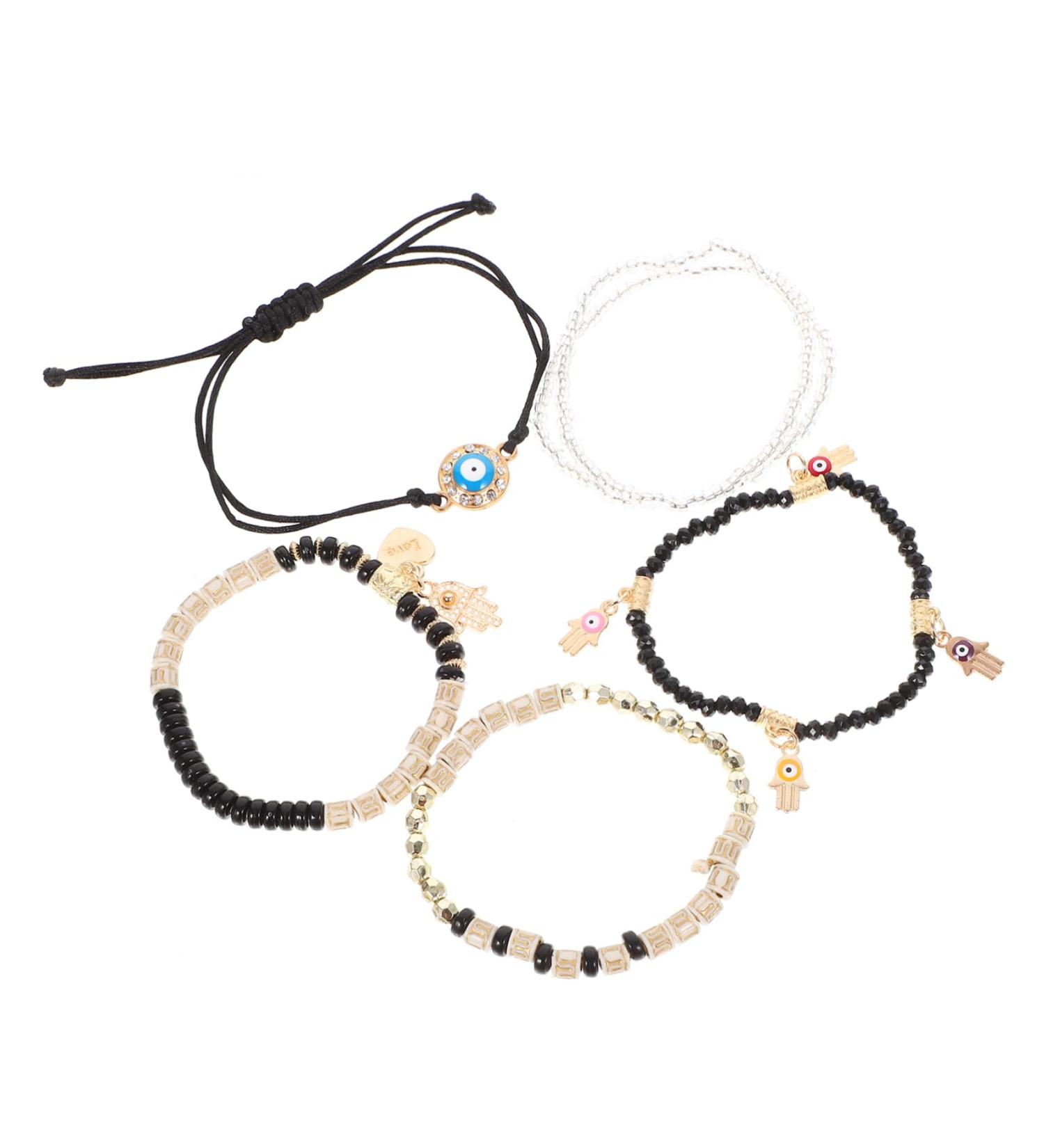 DIYEAH 6pcs Beaded Bracelet The Gift Trendy Gifts Lockets Boho Gifts Boho Decor Handmade Bracelet Vintage Bracelet Charm Bracelets Portable Combination Accessories Decorate Travel Pendant 6.50X6.50X0.50CM Black - Buy Online on SooperMarket.com