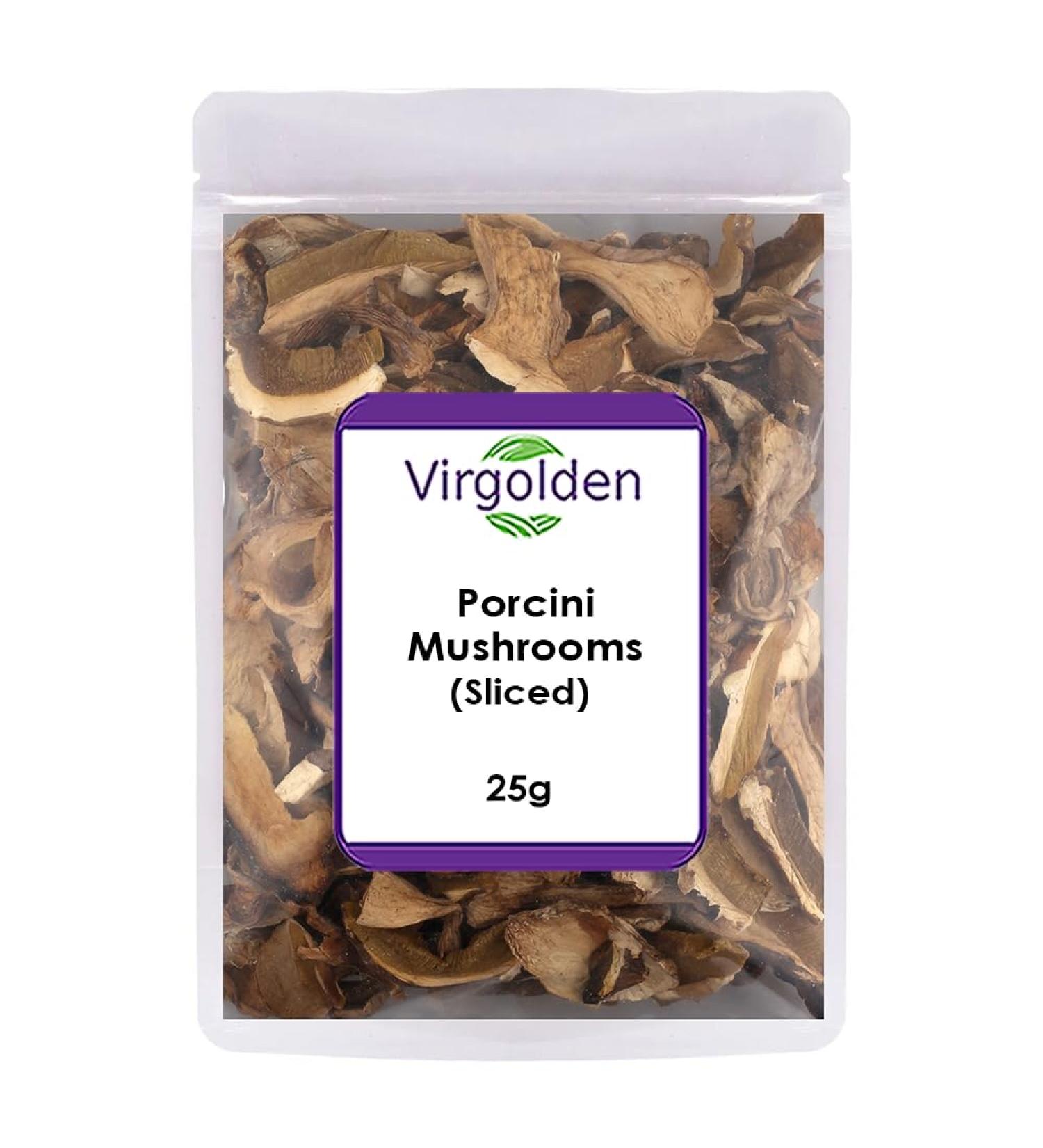 Virgolden Porcini Mushrooms (Sliced) 25g - High Protein, B Vitamins, Vitamin D, Antioxidants - Buy Online on SooperMarket.com