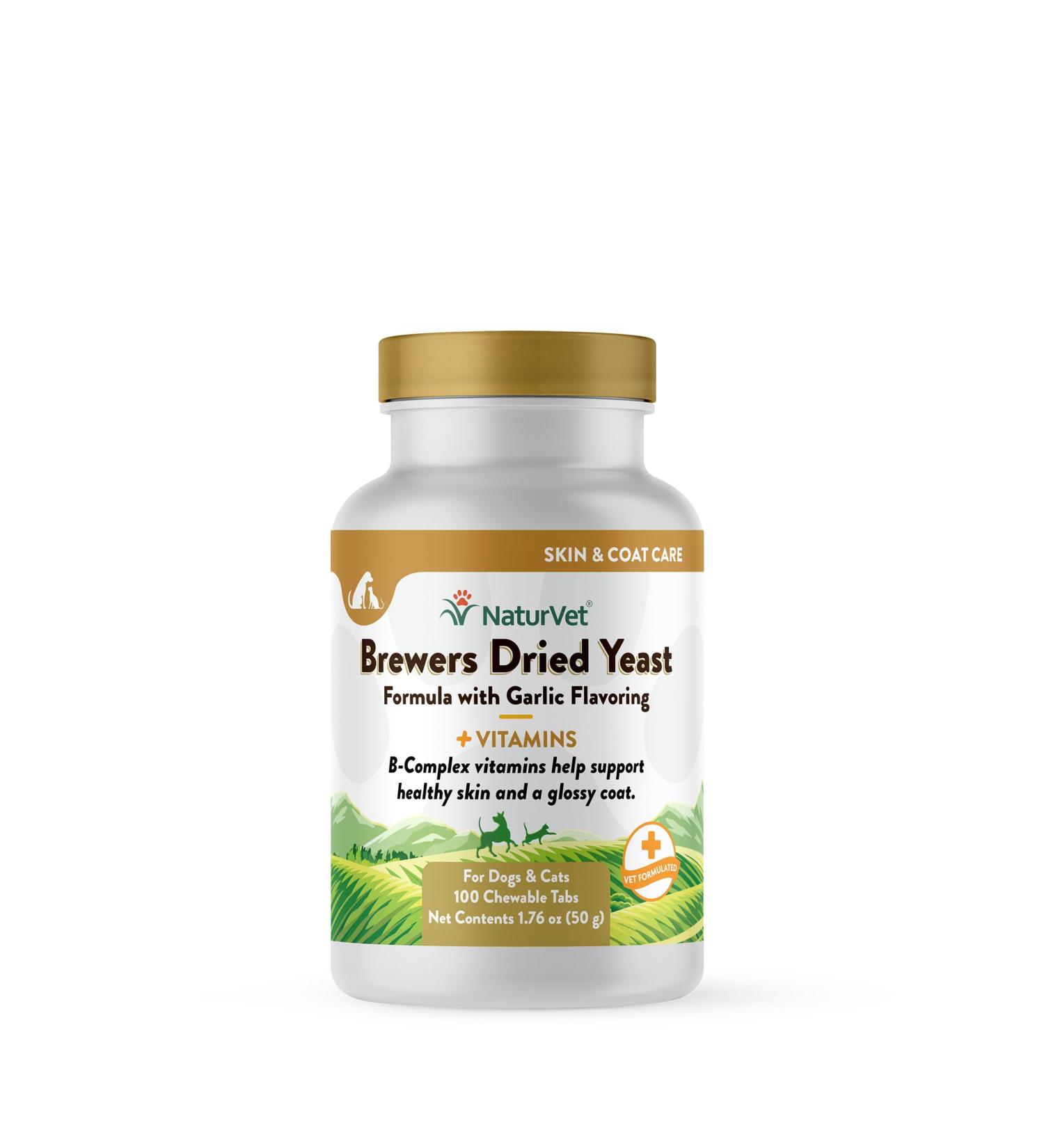 NaturVet Brewer Dried Yeast & Garlic Vitamins for Dogs & Cats - 100 Count | Premium Pet Supplements for Health - Buy Online on SooperMarket.com