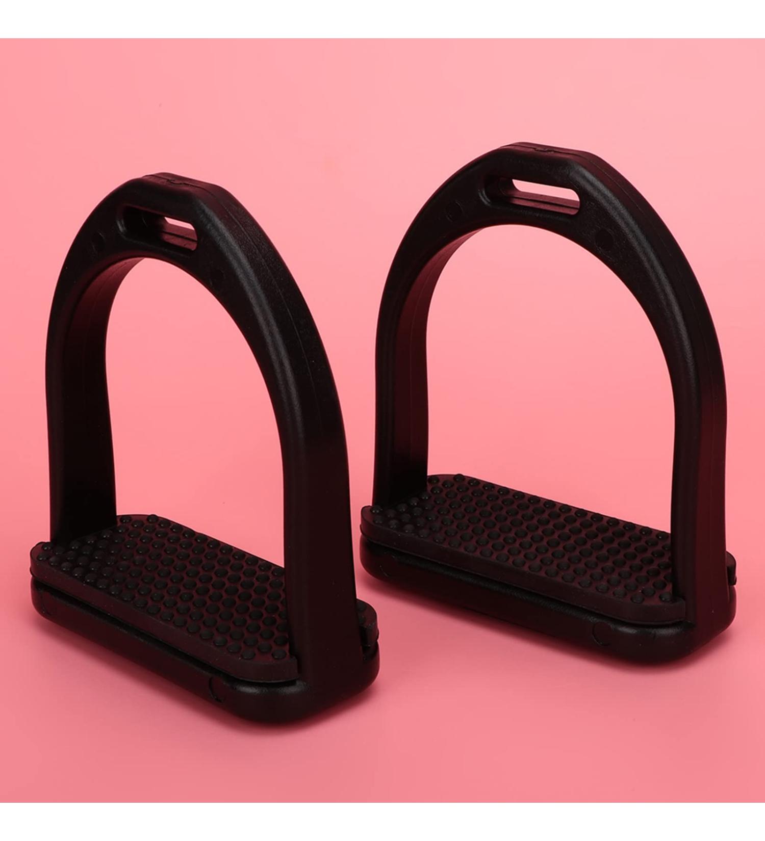 Buy Doact Iron Stirrups for Adults & Kids - Black Rubber & Plastic Medium Dressage Safety - Perfect for Young Equestrians - Buy Online on SooperMarket.com