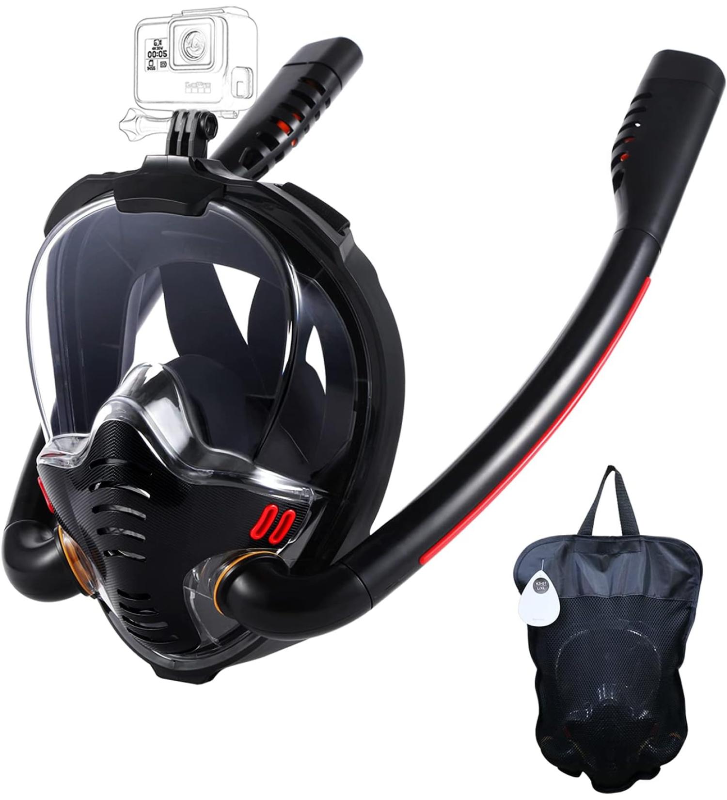 HJKB Full Face Snorkel Mask Black S/M | Anti-Fog Wipes 180 Panoramic HD View - Buy Online on SooperMarket.com