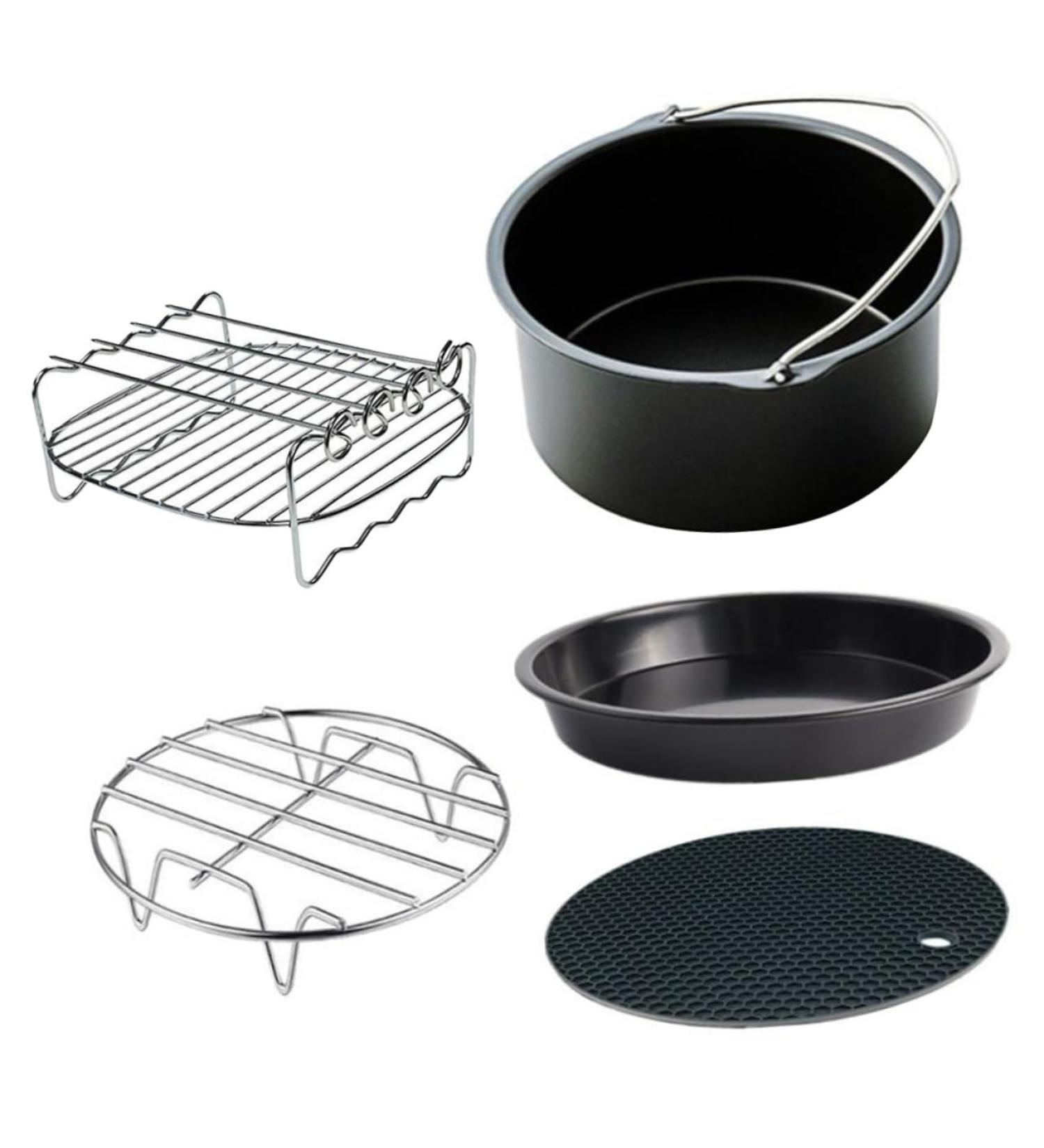 Cabilock 1set Air Fryer Accessories BBQ Rack Air Fryer Pot Accessories Baking Rack Cake Rack Stainless 5pcs - Buy Online on SooperMarket.com
