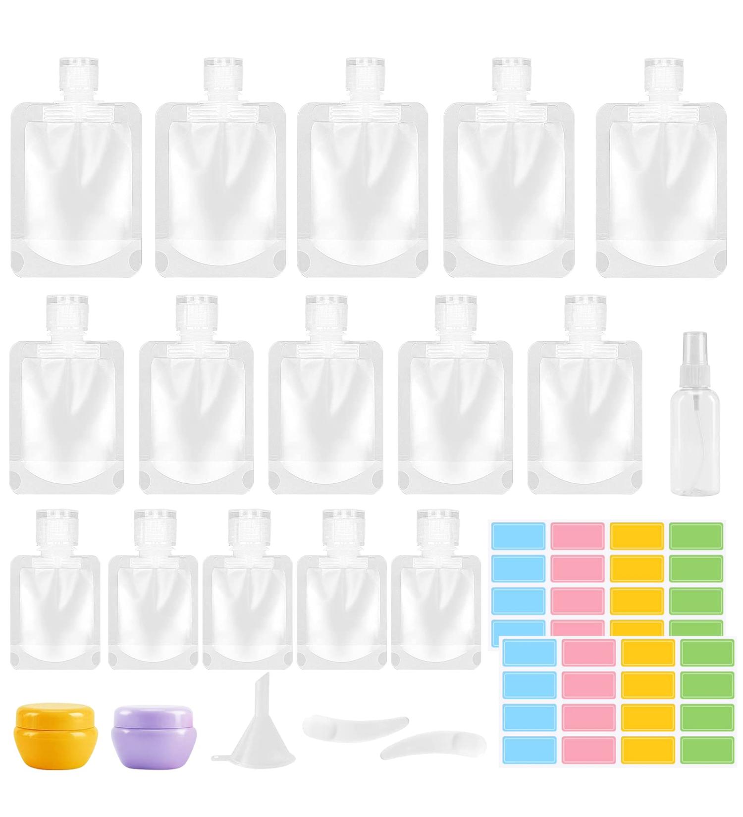 23 Pcs Refillable Travel Size Toiletry Pouch Set - Leakproof Containers for Shampoo, Lotion, Soap - 30ml, 50ml, 100ml - Buy Online on SooperMarket.com