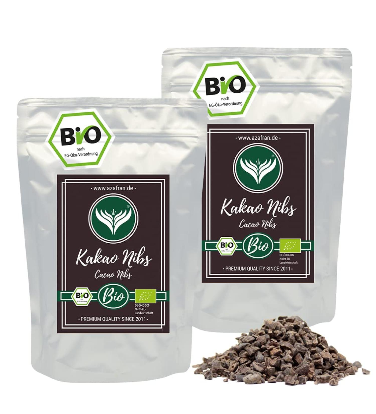 Azafran ORGANIC Cacao Nibs 1kg | Raw Cocoa Nibs | Premium Cocoa Pieces from Cocoa Beans - International Shipping - Buy Online on SooperMarket.com