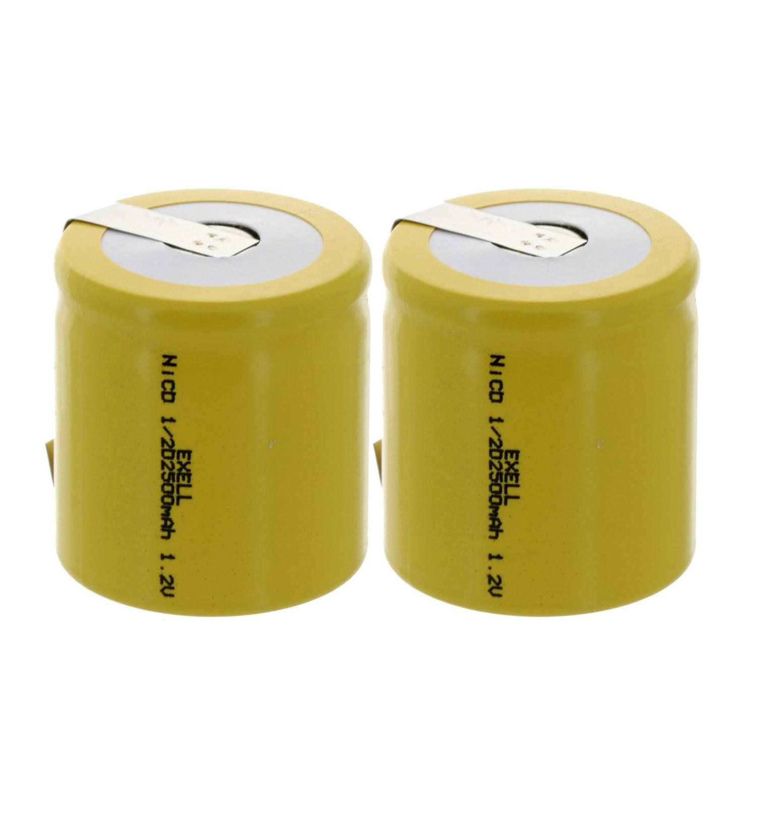 Buy 2x Exell 1/2D 1.2V 2500mAh NiCD Rechargeable Batteries - Ideal for Telecoms UPS Smart Grid Data Meters & RC Devices | International Shipping Available - Buy Online on SooperMarket.com