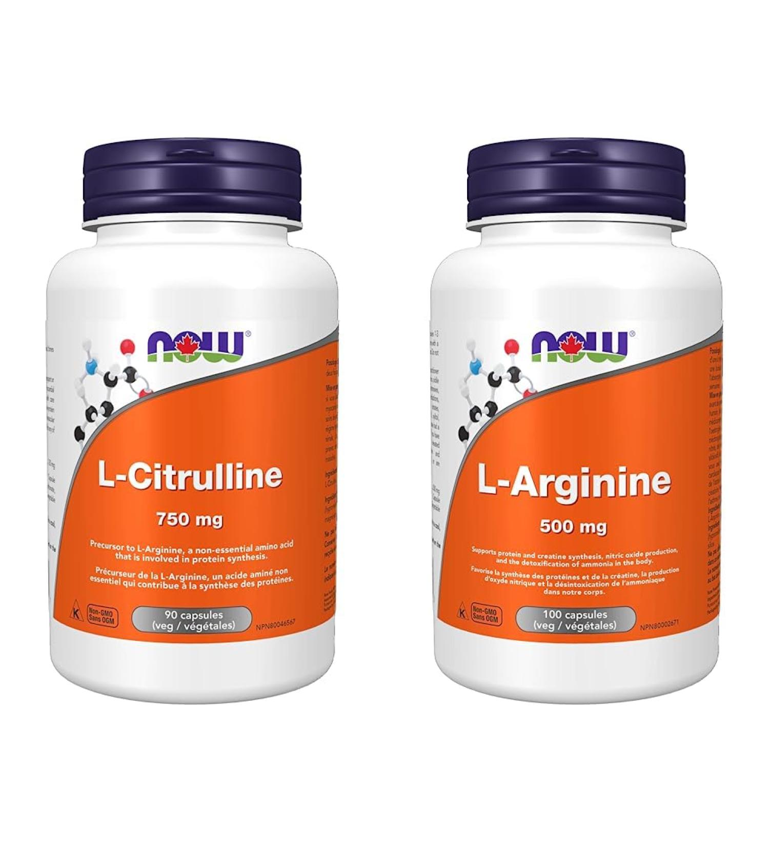 NOW Supplements L-Citrulline 750mg Capsules 90 Count & Supplements L-Arginine 500mg Capsules 100 Count - Buy Online on SooperMarket.com
