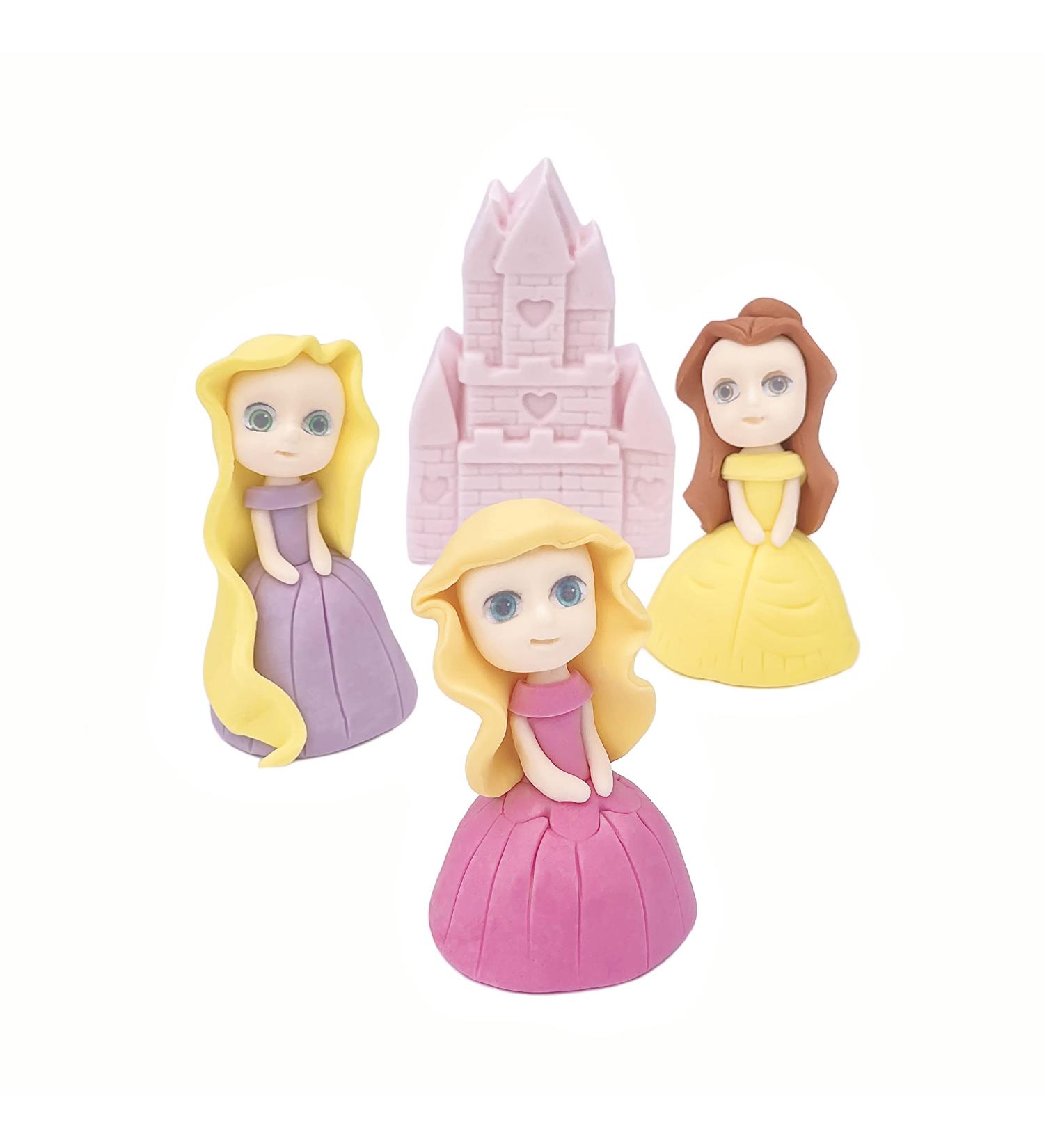 4x Princess Cake Toppers Set - Princess Castle Girls Birthday Party Wedding Baby Shower Christening Cupcake Decoration - Comes with an Edible Glue - Buy Online on SooperMarket.com