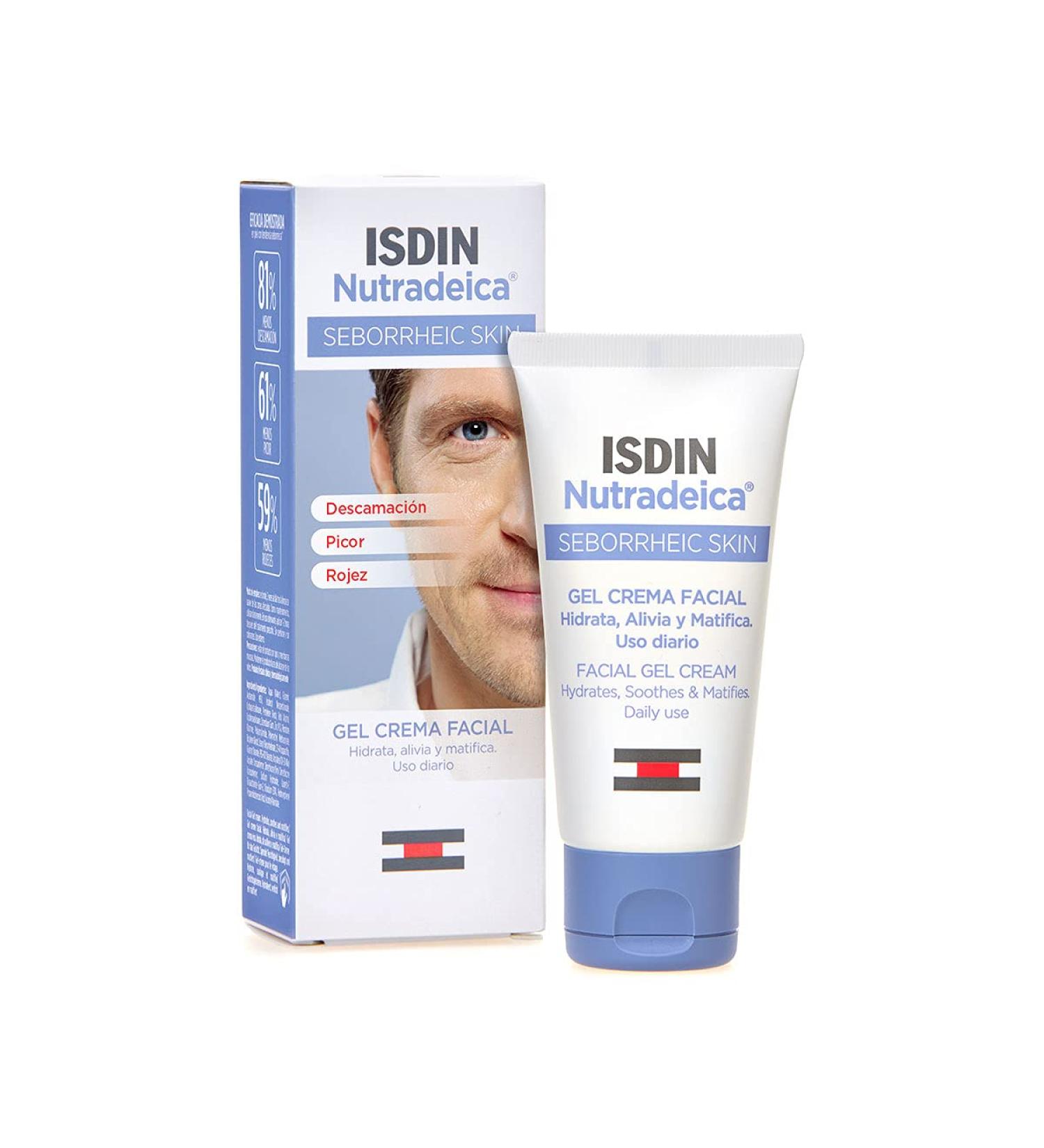 ISDIN Nutradeica Facial Gel Cream 50ml for Seborrheic Skin | Hydrating, Soothing, and Mattifying Formula - Buy Online on SooperMarket.com