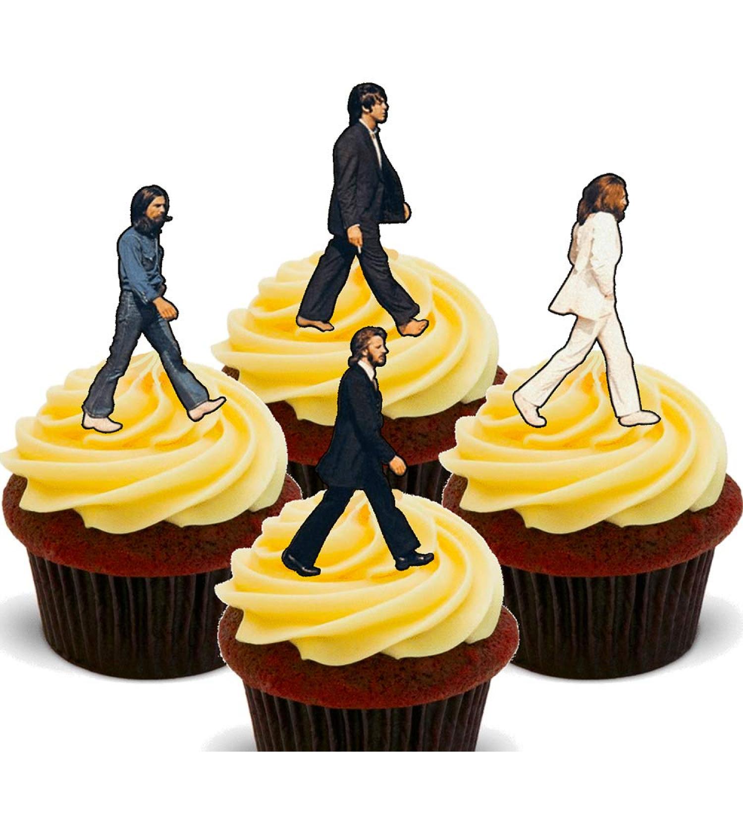 Made4You The Beatles Abbey Road - Edible Cupcake Toppers - Stand-up Wafer Cake Decorations (12) - Buy Online on SooperMarket.com