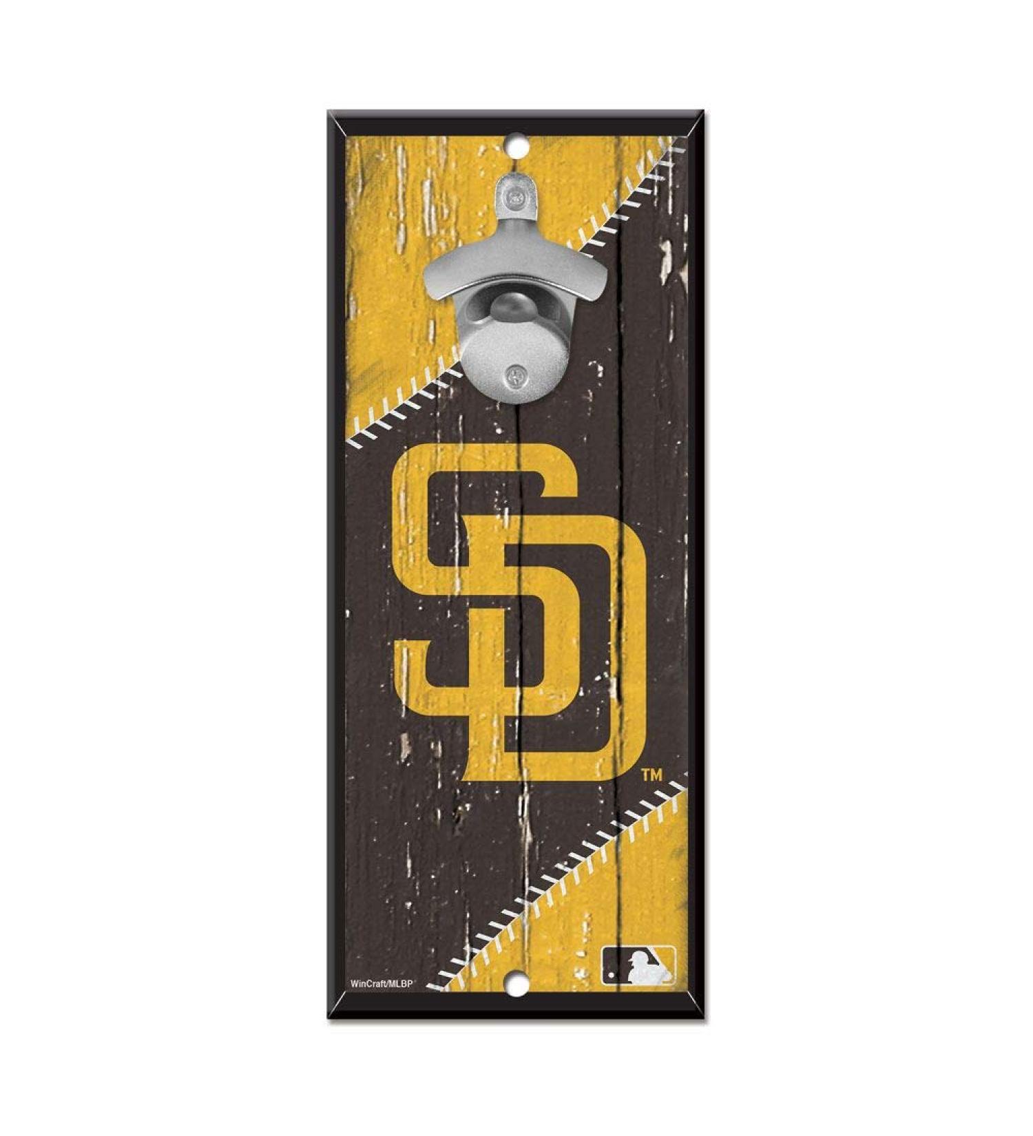 WinCraft MLB San Diego Padres Bottle Opener5x11 Wood Sign Bottle Opener, Team Colors, 5"x11"
