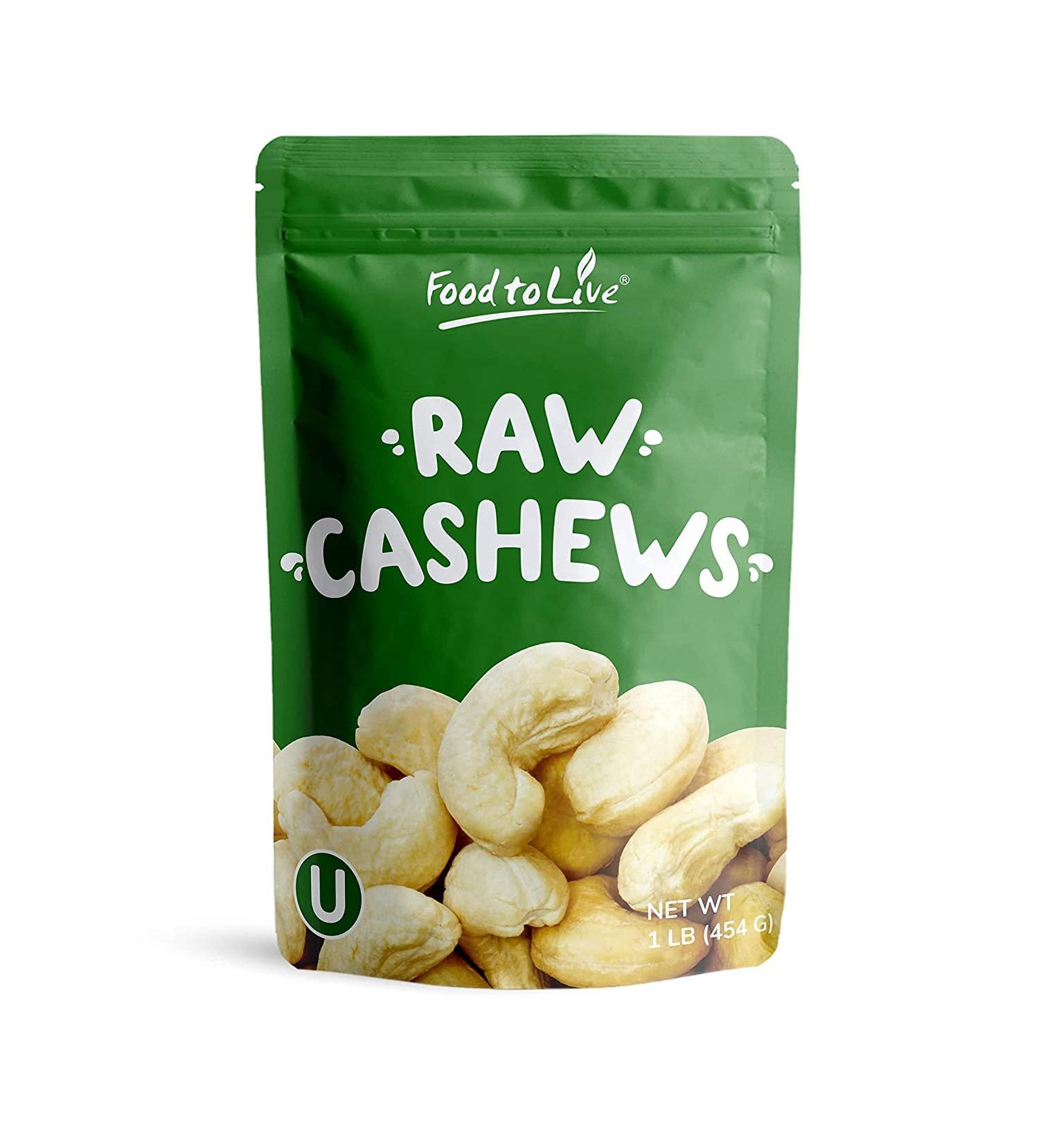 1 lb Raw Cashews - Non-GMO Deluxe Whole Nuts, Unsalted, Unroasted - W-320 Size, Vegan & Kosher - Bulk Packed - Rich in Phosphorus, Magnesium, Copper & Manganese - Buy Online on SooperMarket.com