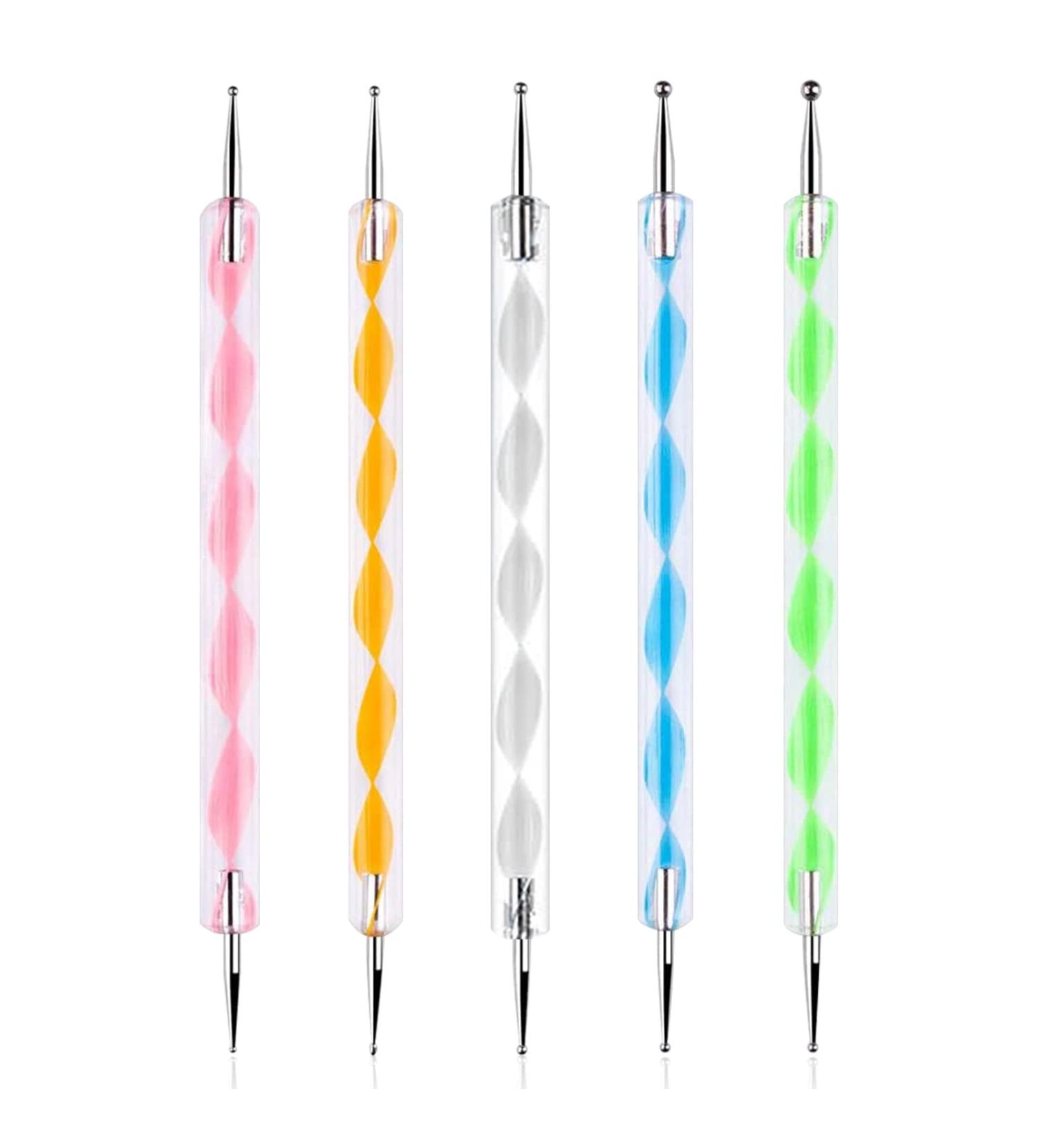 Sularpek 5Pcs 2-Way Dotting Pen Tool Nail Art Kit - Multicolor Dot Paint Manicure Set for Embossing, Clay Sculpting & Nail Art - Buy Online on SooperMarket.com