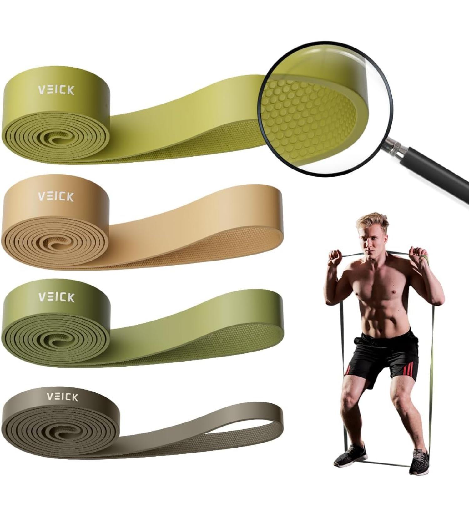 VEICK Resistance Bands Set of 4 - Heavy Stretch Exercise Bands for Men & Women | Pull Up Assistance & Home Gym Fitness Equipment - Buy Online on SooperMarket.com