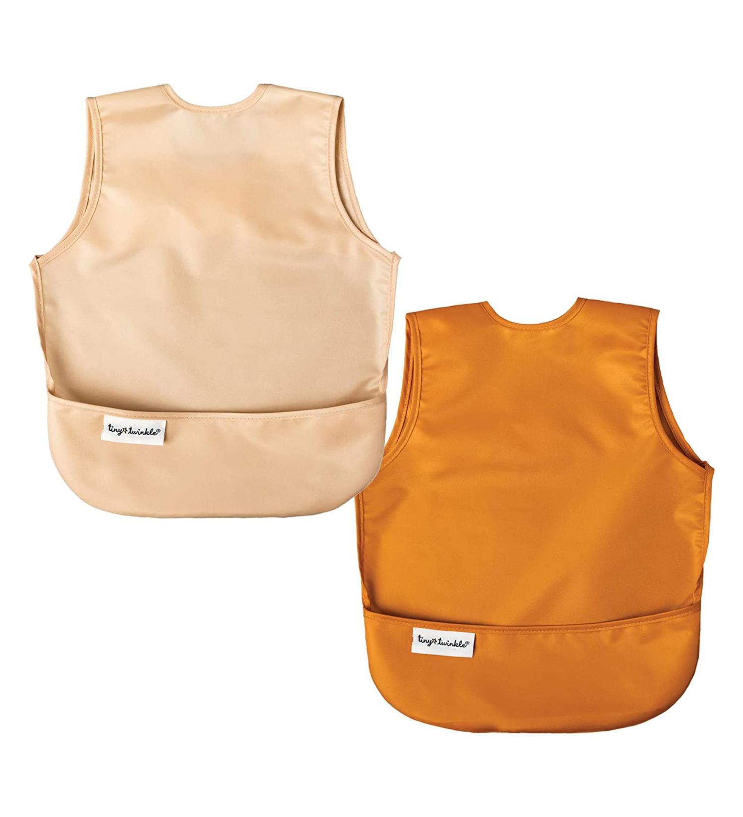 Shop Tiny Twinkle Mess-Proof Toddler Bibs | 2 Pack Sand & Cinnamon - Perfect Baby Food Bibs for Ages 2-4 - Buy Online on SooperMarket.com