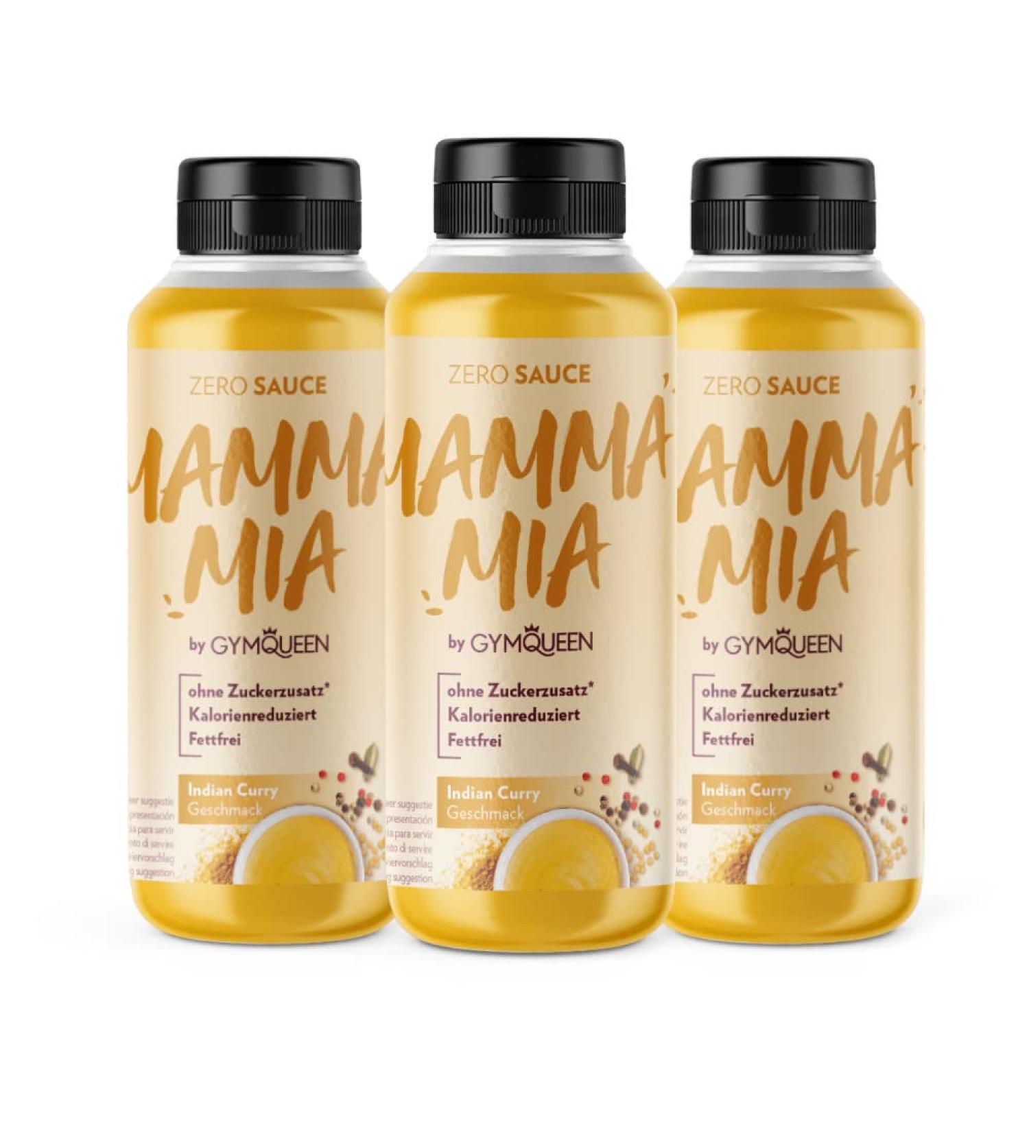 Buy Gymqueen Mamma Mia Zero Sauce 3x265ml - Low Calorie Fat-Free Sugar-Free Vegan Indian Curry Dressing | Healthy & Delicious - Buy Online on SooperMarket.com