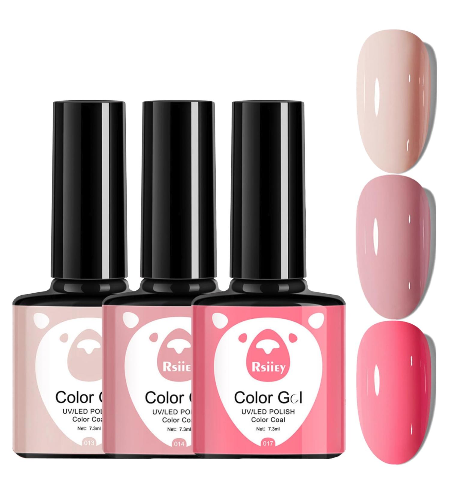 Pink Gel Nail Polish Nail Varnish Set 3 Colors Nude Peach Light Pink Coral Gel Nail Polishes Sets Natural Pale Pink Hot Pink Soak off UV/LED Gel for Christmas DIY Manicure Home Salon Nail Art - Buy Online on SooperMarket.com