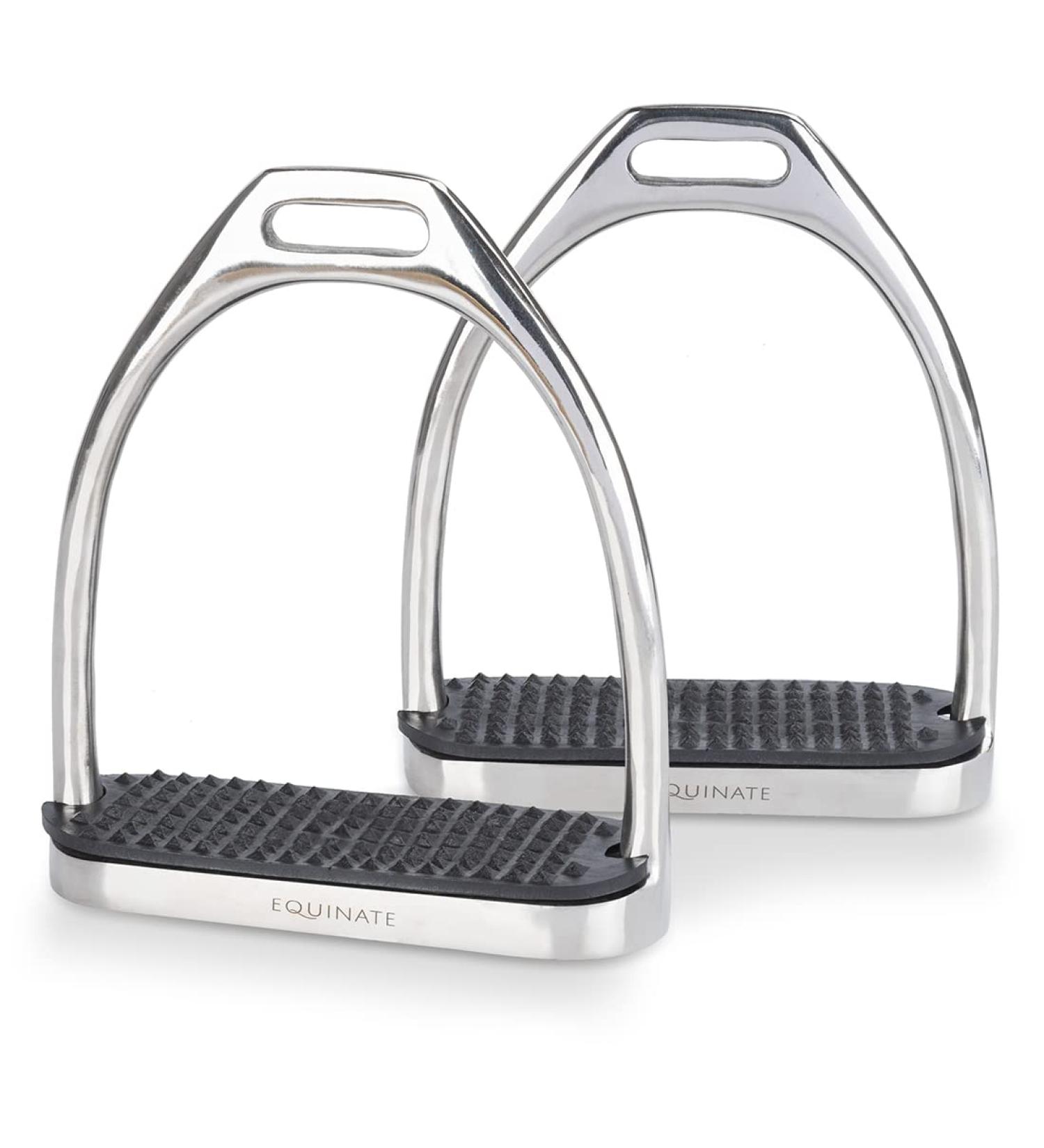 Equinate Stirrups Luna 10cm Stainless Steel | Anti-Slip Rubber Tread | Durable for Adults & Children | Set of 2 - Buy Internationally - Buy Online on SooperMarket.com