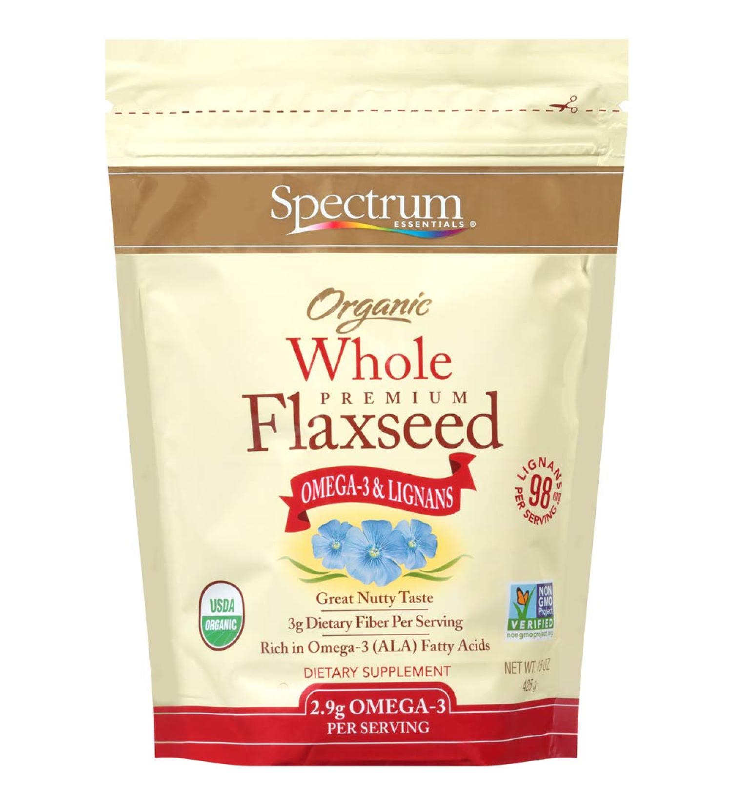 Spectrum Organic Whole Flaxseed 15 Oz - Nutrient-packed Superfood for Healthy Living - Buy Online on SooperMarket.com