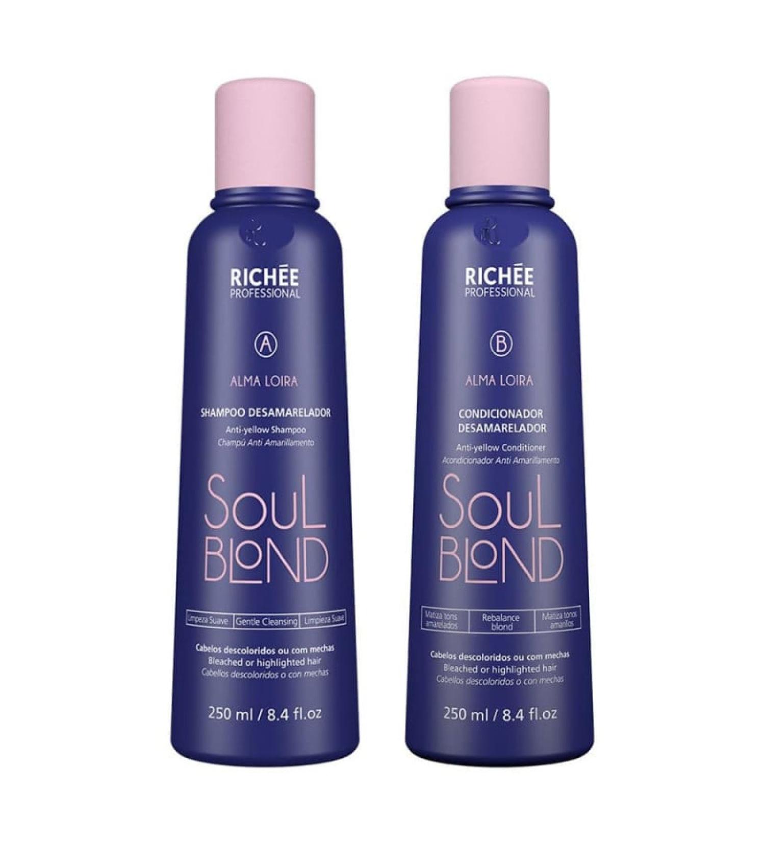 Rich e Professional Soul Blond Home Care Kit - Shampoo & Conditioner (2x250ml) - Perfect for Blonde Hair Care - International Shipping Available - Buy Online on SooperMarket.com