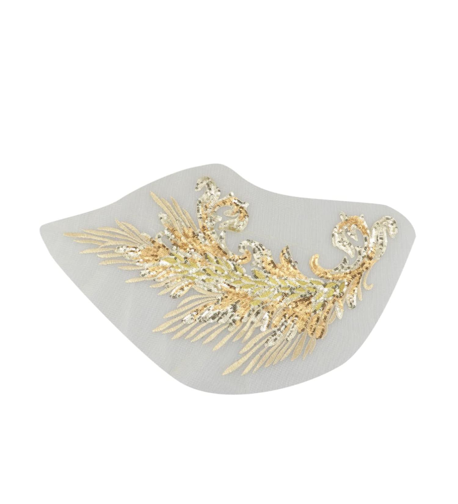 Trendy Stickers 2 Pcs Fashion Stickers Trendy Accessories Sequin Clothing Clothes Iron on Appliques Patches for Clothes Golden Size 1 - Buy Online on SooperMarket.com