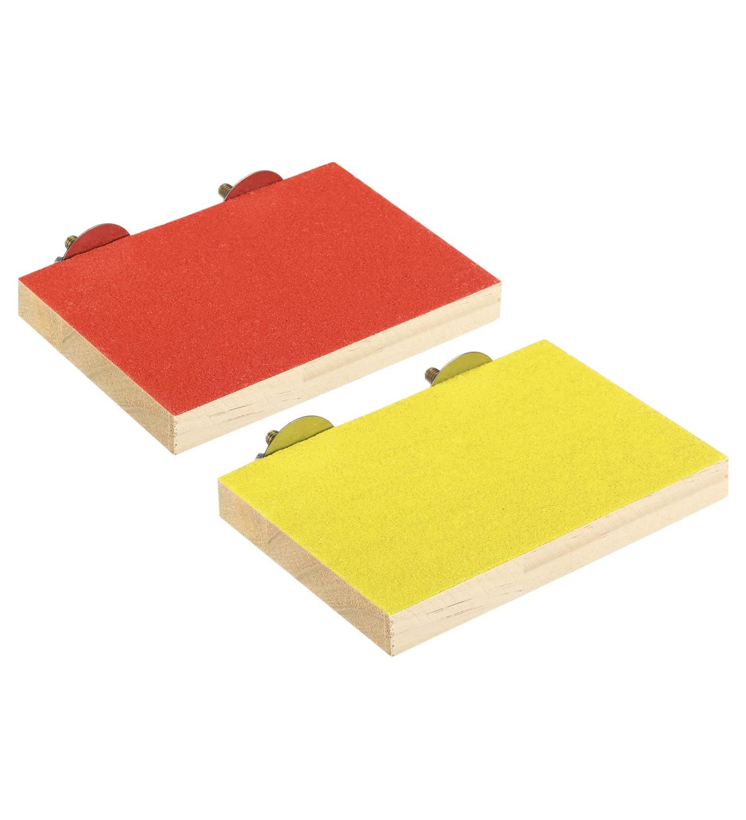 Patikil Bird Perch Stand Platform Set - Wooden Playground for Small Birds & Parrots | Paw Grinding & Cleaning Accessories in Red & Yellow - Buy Online on SooperMarket.com