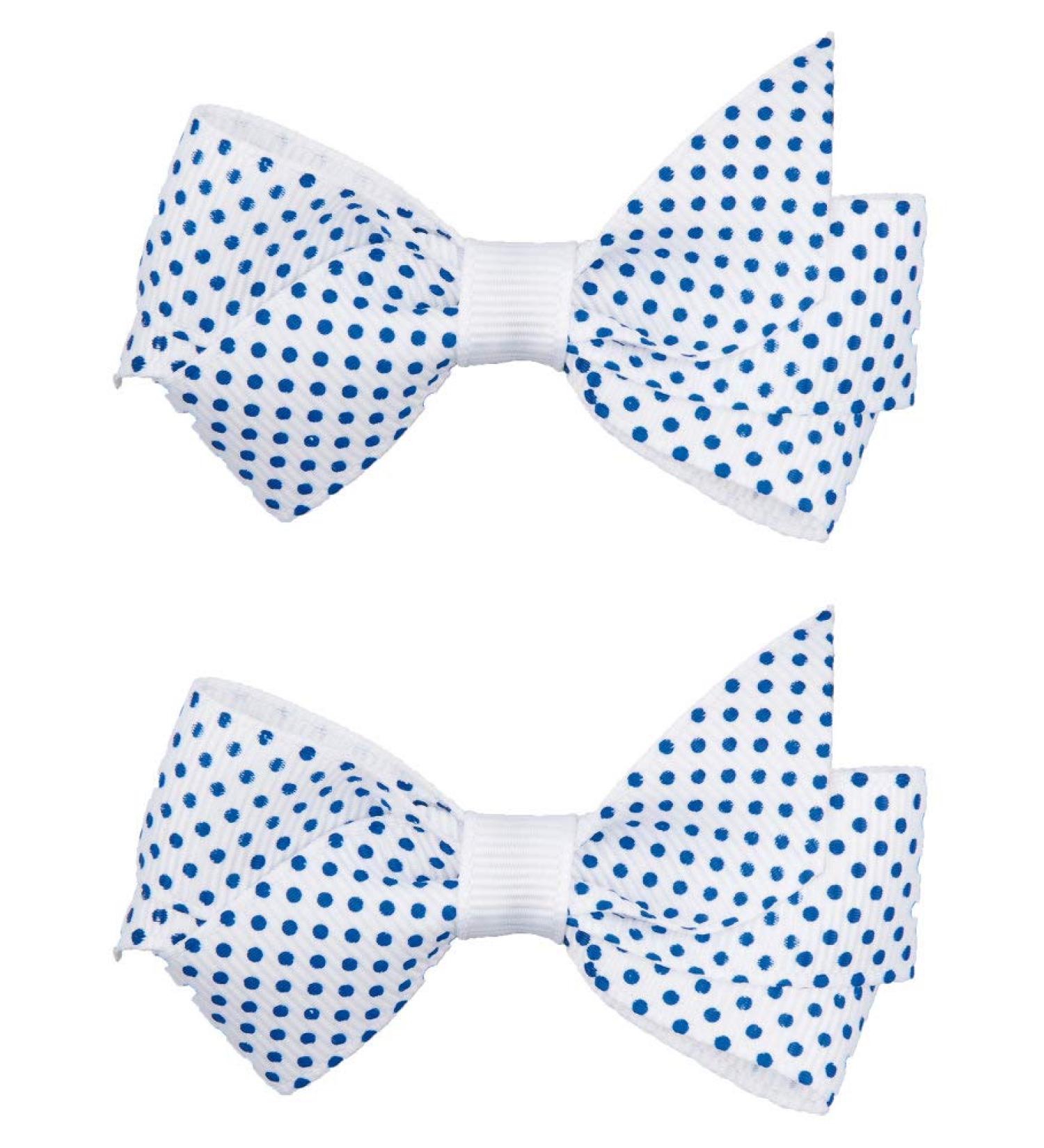 Titania hair clip small with bow large dots white-blue 2 pieces
