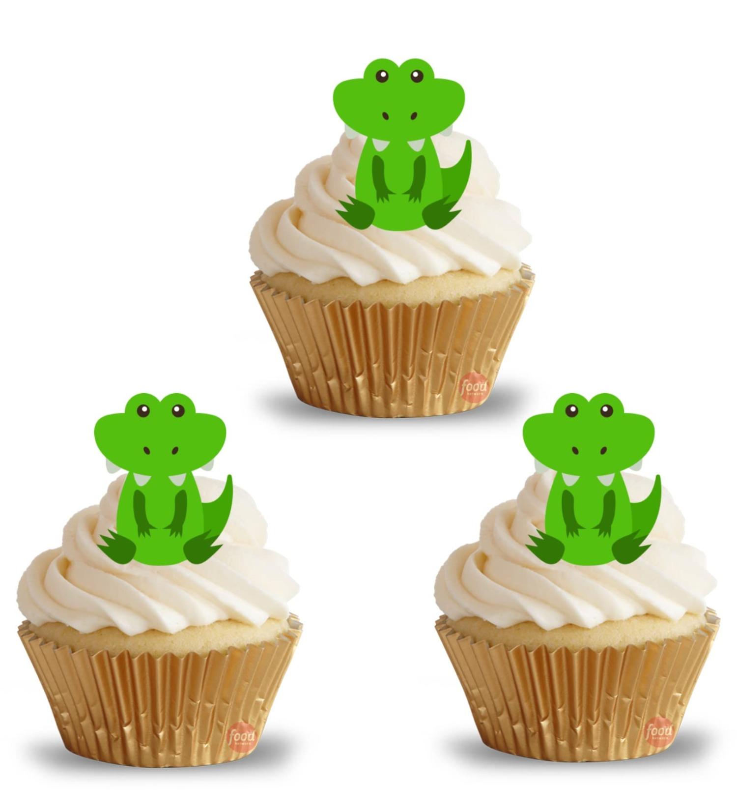 24 edible PRE CUT Jungle Crocodile Aligator style kids childrens party decorations Wafer Paper Cupcake Fairy Cake Toppers - Buy Online on SooperMarket.com