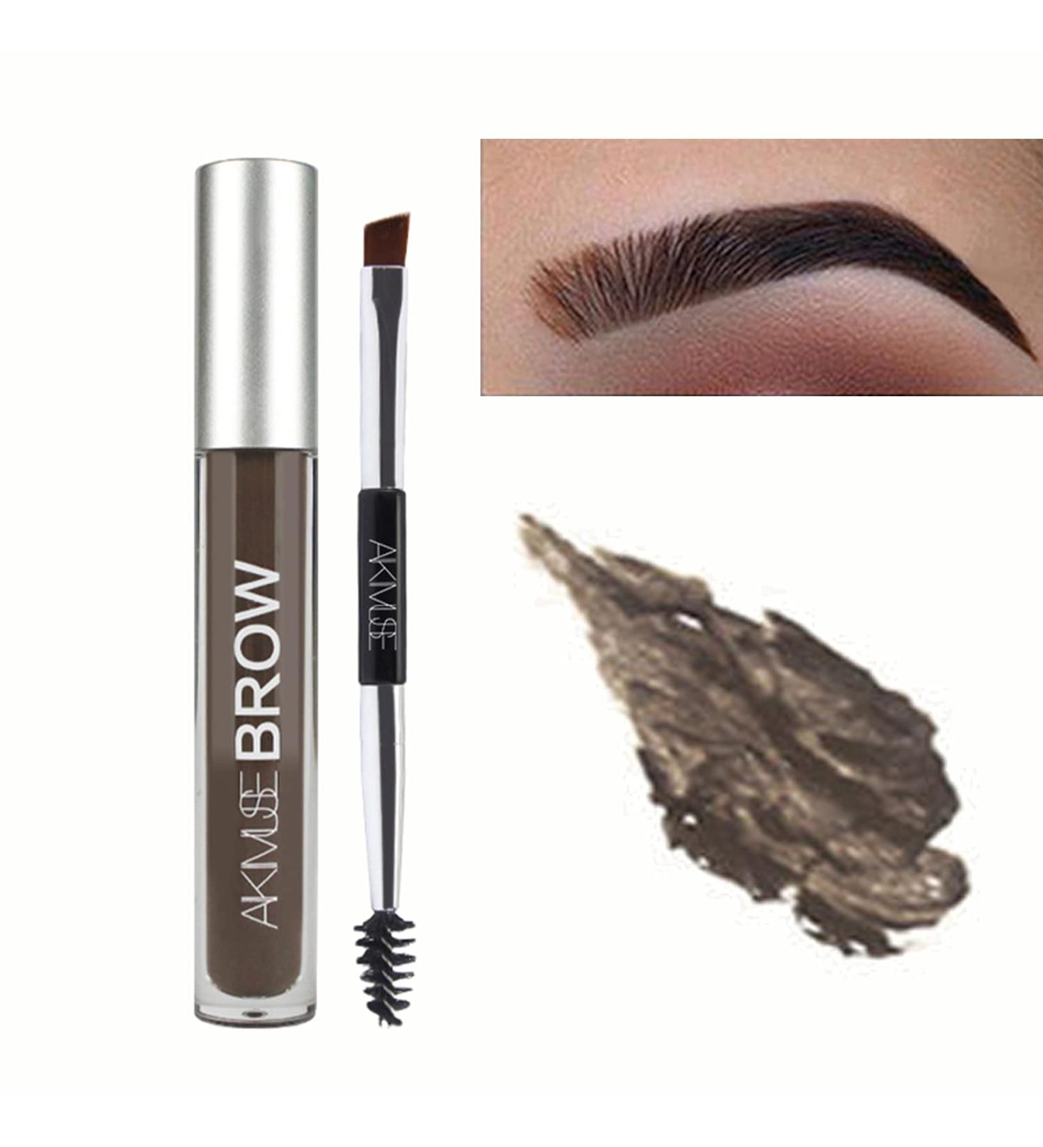 Waterproof Liquid Eyebrow Gel | Smudge-Proof & Sweat Resistant | Long Lasting Tinted Brow Color | Brow Pen Included (Black-Brown) - Buy Online on SooperMarket.com