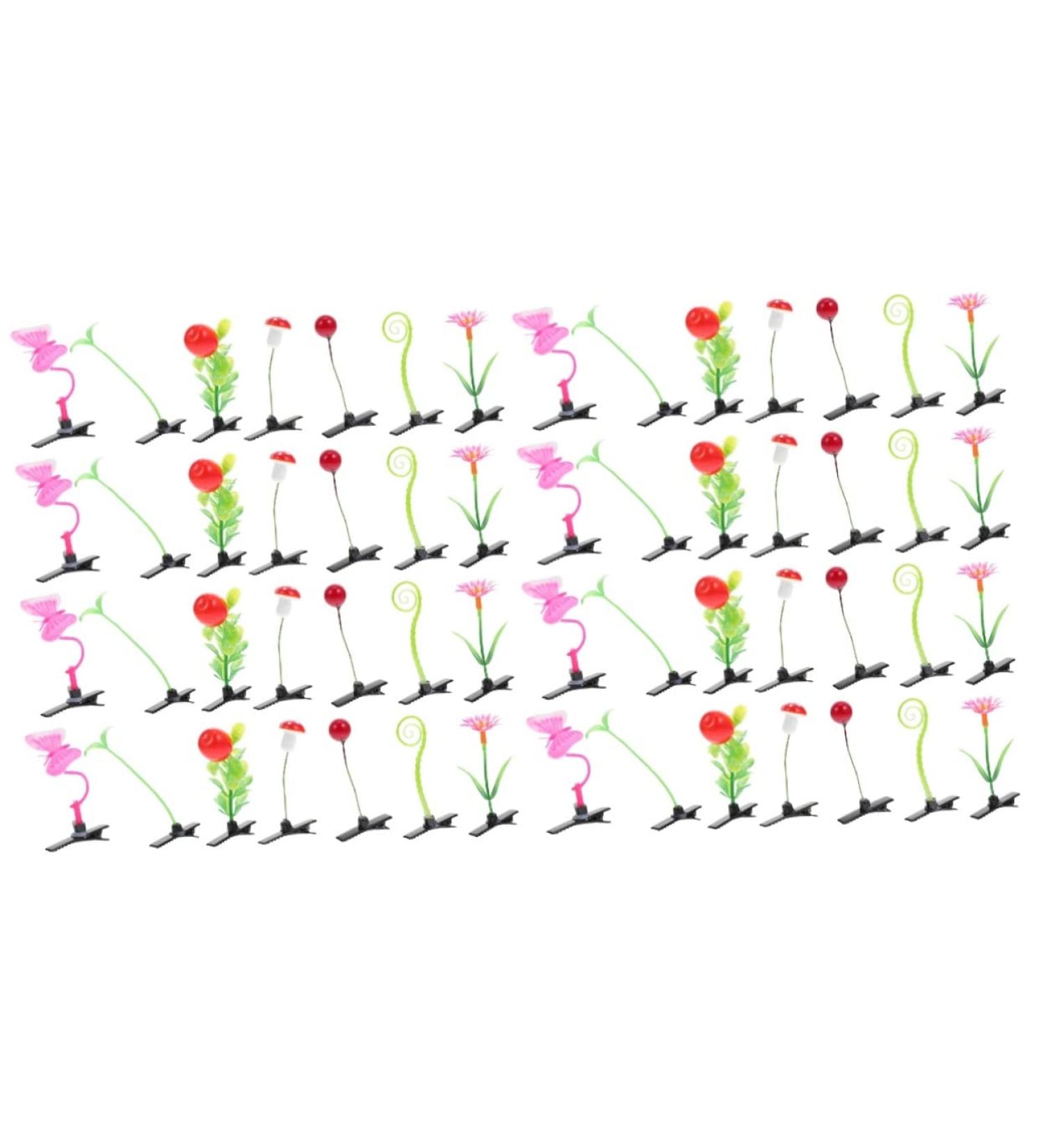 KALLORY 56 pcs Plant Girls Mixed Style Toddler Barrettes - Mini Sprout Hairpins Pins for Kids Party with Grass Sprouts, Little Mushrooms, Butterflies - Novelty Simulation Barrette Set - Buy Online on SooperMarket.com