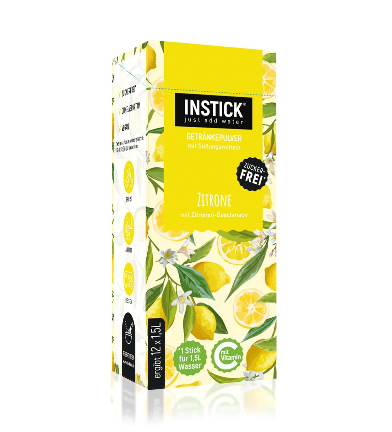 Intick Sugar-Free Instant Lemon Drink | Vegan | 12 x 1.5L | Low Calorie & Vitamin C Boost - Buy Online on SooperMarket.com