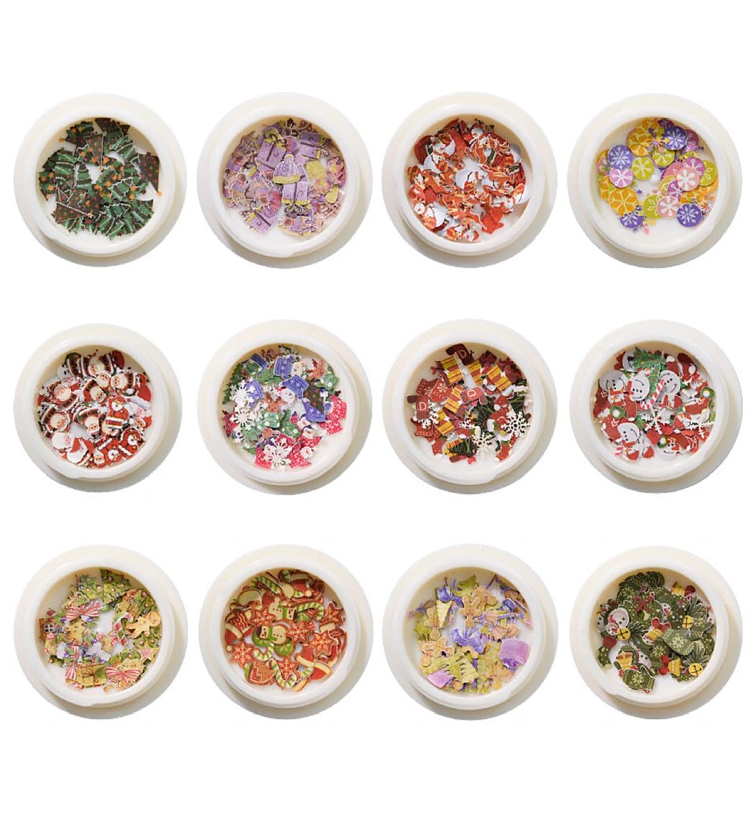 Santa Tree Snowflake Art for Nail Christmas DIY Claus 12 Colorful Supplies Decorations Boxes - Buy Online on SooperMarket.com