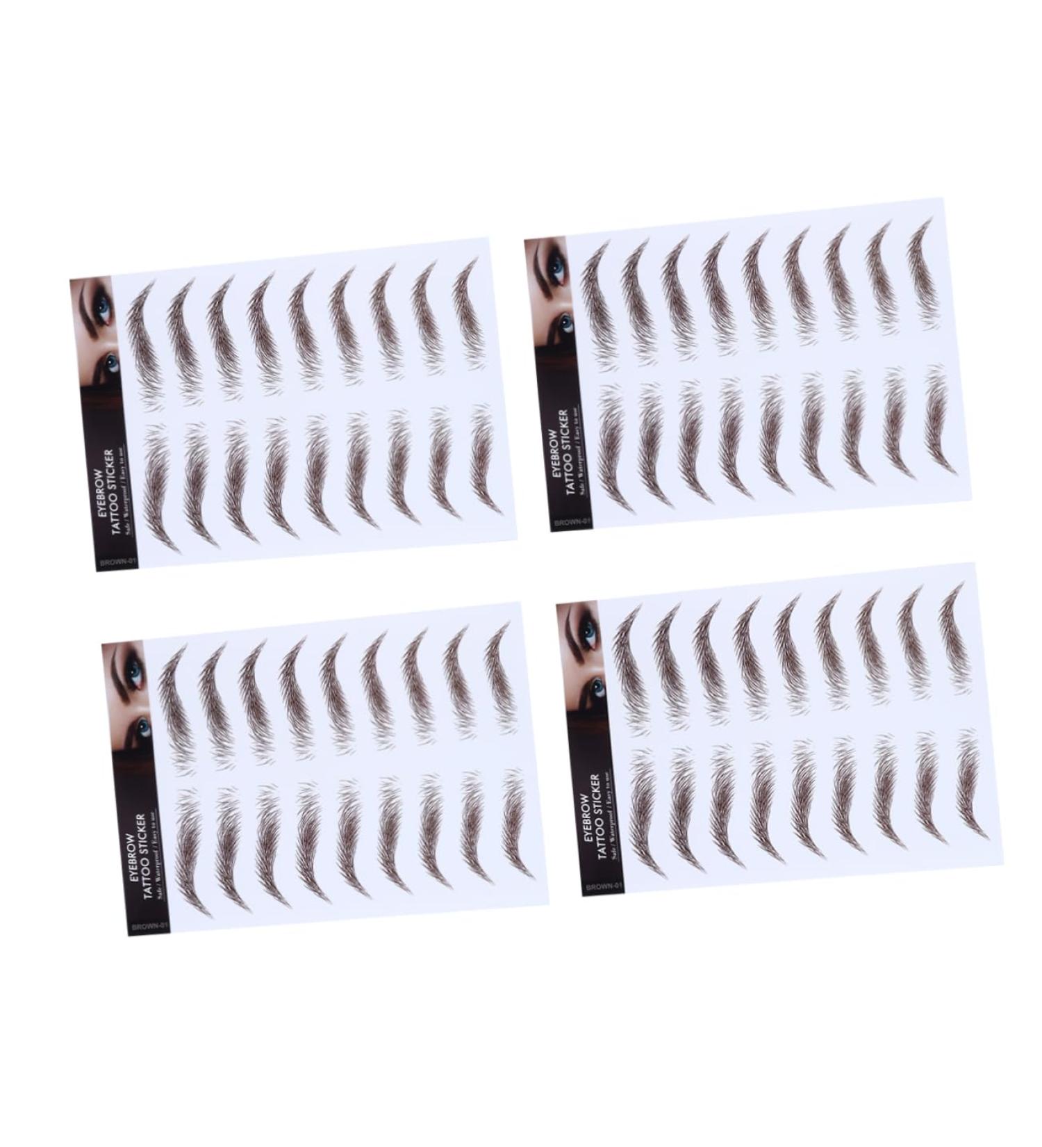 Baluue 4pcs Eyebrow Stickers False Eyebrows Dark Brown Hair Like Eyebrows Water Transfer Paper with Soy Ink - Buy Online on SooperMarket.com