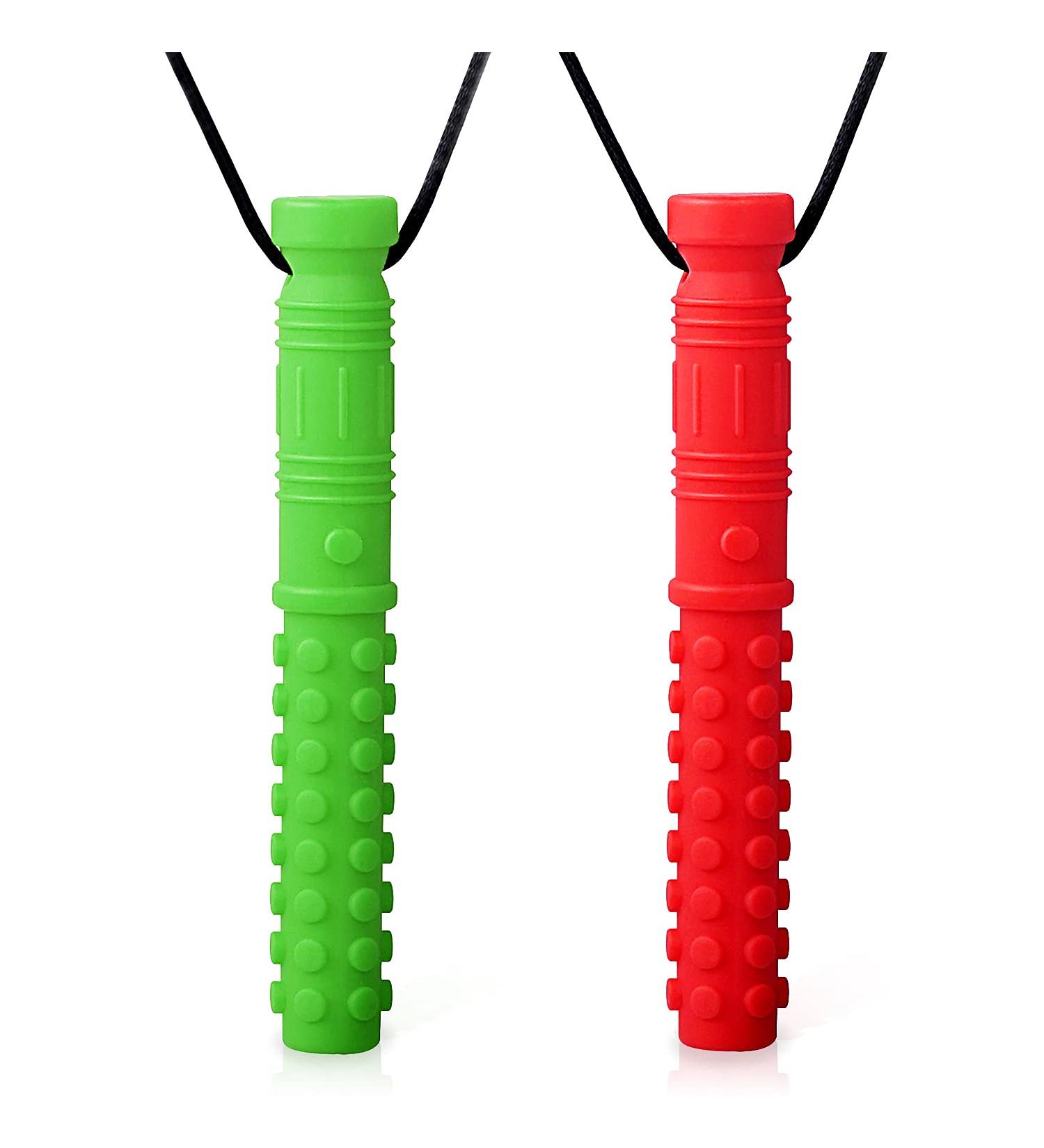 Sensory Chew Necklace for Autism & ADHD - 2 Pack Soft BPA-Free Silicone Teething Necklace for Children with Anxiety - Seeway Chewy Necklace - Buy Online on SooperMarket.com