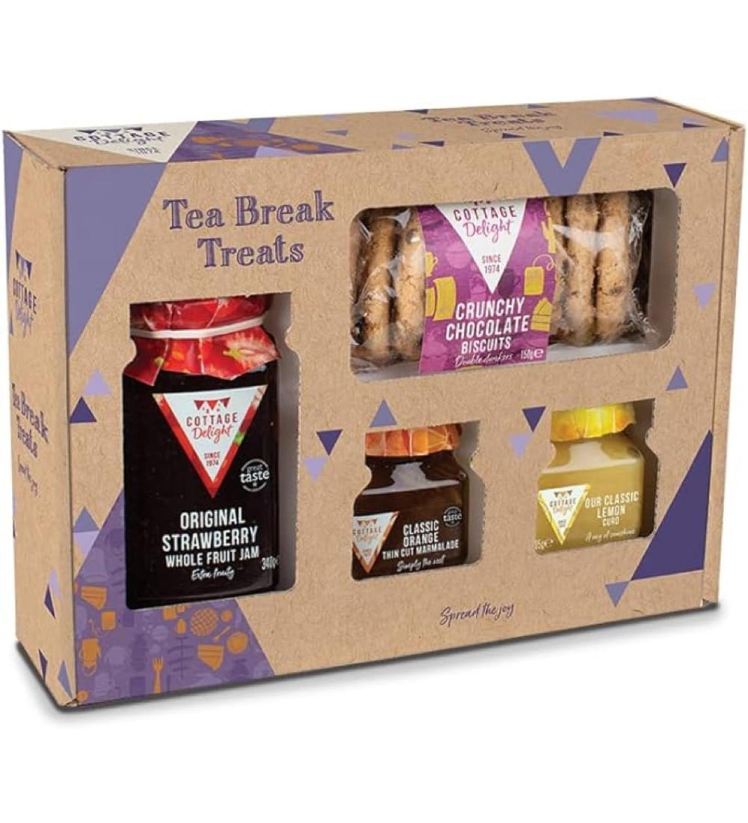 Cottage Delight - Tea Break Treats - Original Strawberry Whole Fruit Jam 340g - Crunchy Chocolate Biscuits 150g - Our Classic Lemon Curd 105g - Classic Orange Thin Cut Marmalade 113g - Buy Online on SooperMarket.com