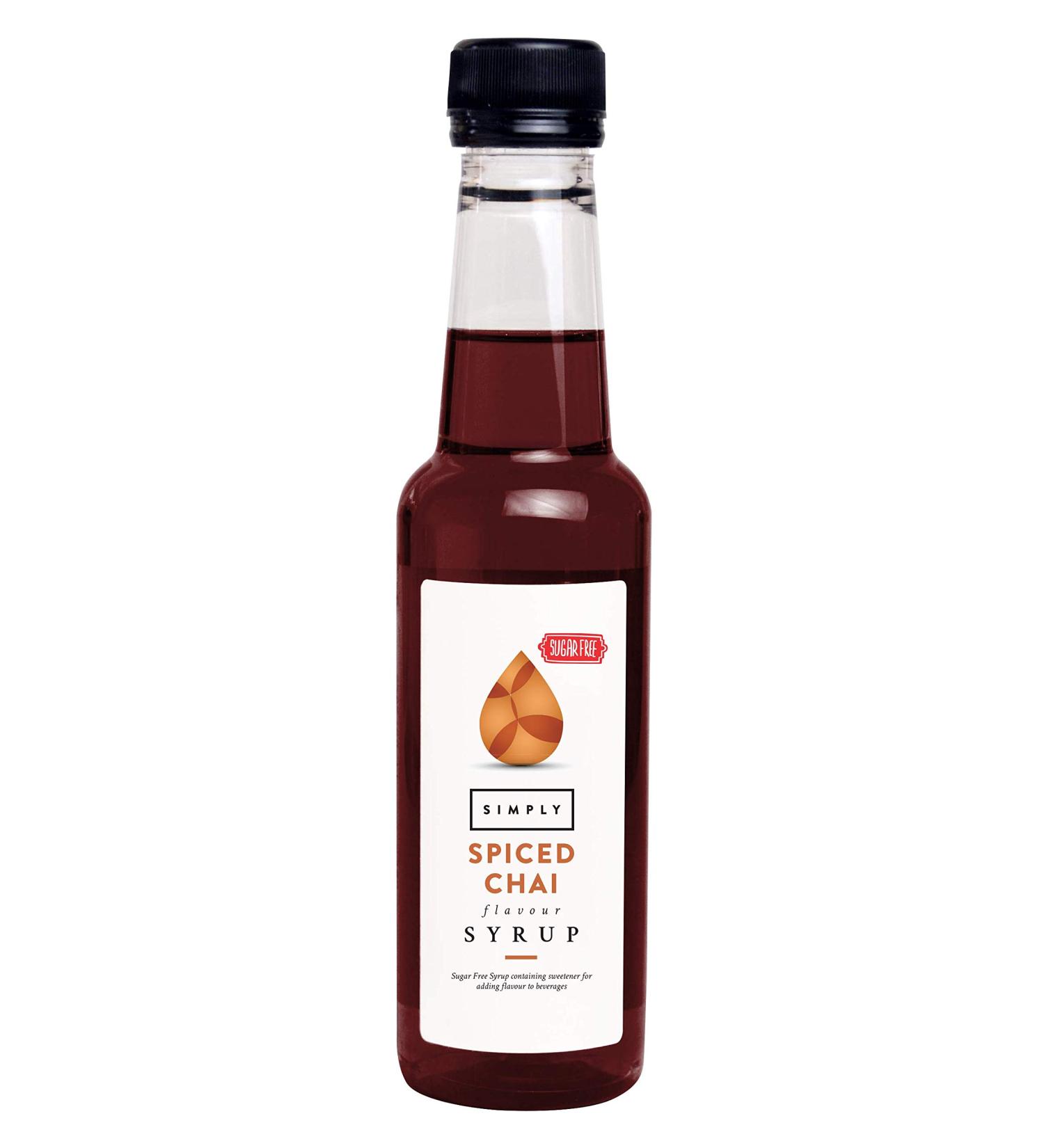Simply Sugar Free Spiced Chai Syrup Low Calorie Vegan & Nut Free Flavoured Syrup for Coffee Cocktails & Baking (250ml) - Buy Online on SooperMarket.com