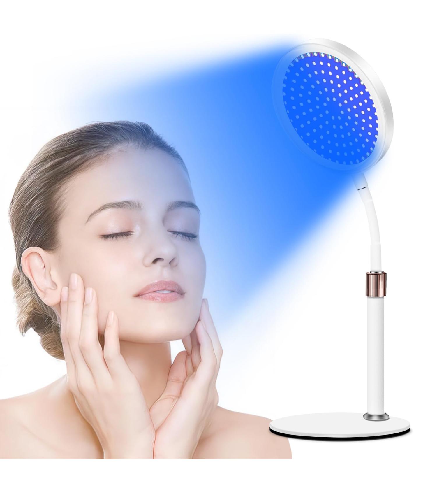 Red Light Lamp for Face 100LEDs Red and Blue Light Device 415nm Blue & 660nm Red & 850nm Infrared Light Adjustable Height Angle & Brightness for Home/Office Use Red&Blue - Buy Online on SooperMarket.com