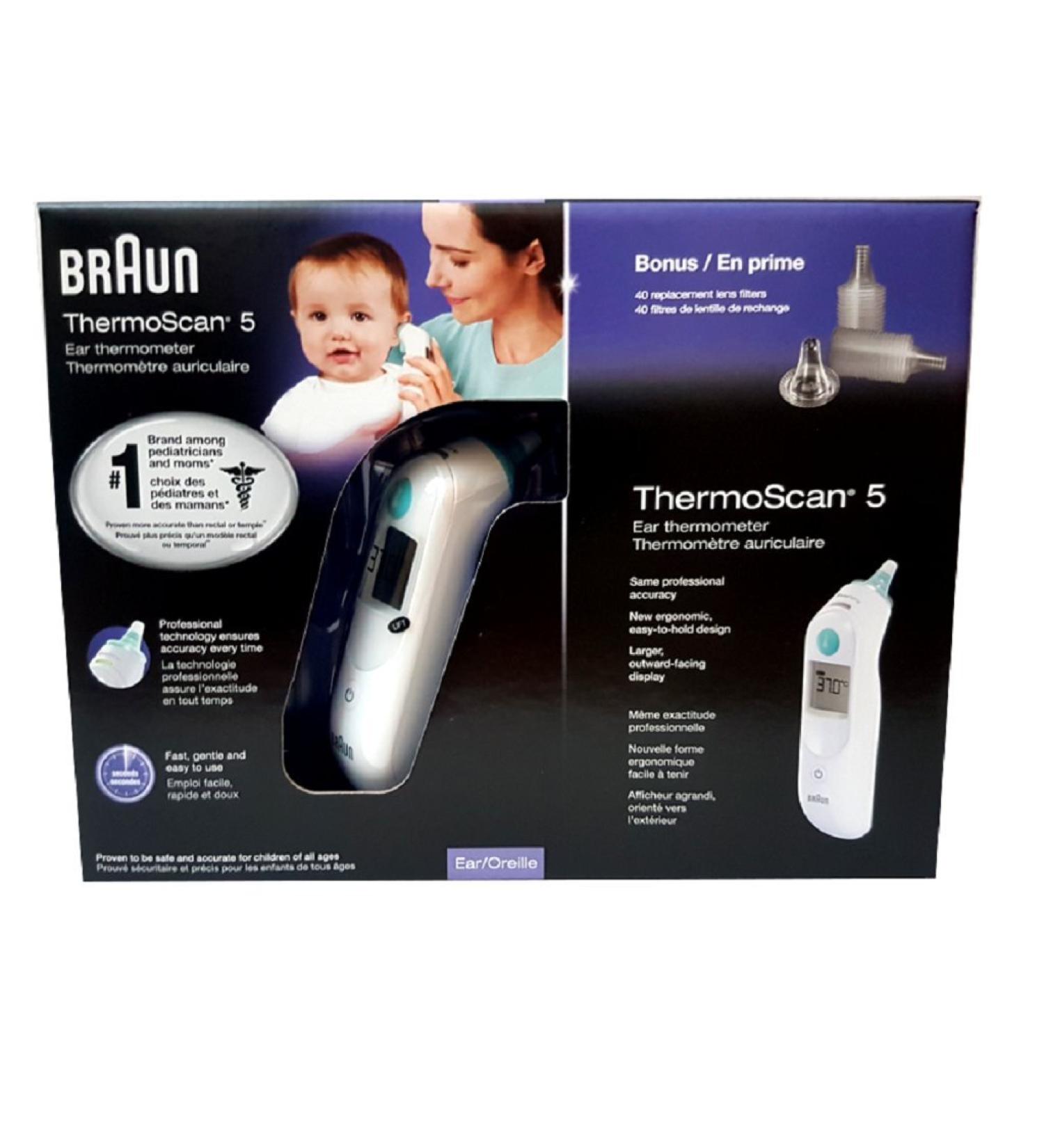 Braun Thermoscan 5 Ear Thermometer with 40 lens filters - Buy Online on SooperMarket.com