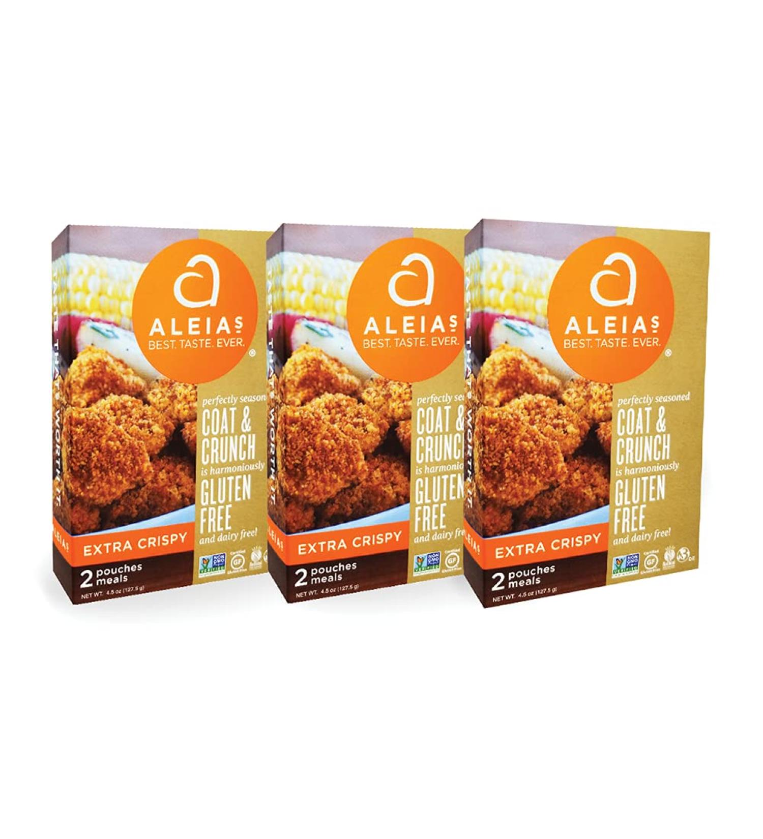 ALEIA'S Extra Crispy Coat & Crunch - 4.5oz/3 Pack | Gluten-Free, Non-GMO, Dairy-Free | Breading for Poultry, Meat, Seafood, Vegetables - Buy Online on SooperMarket.com