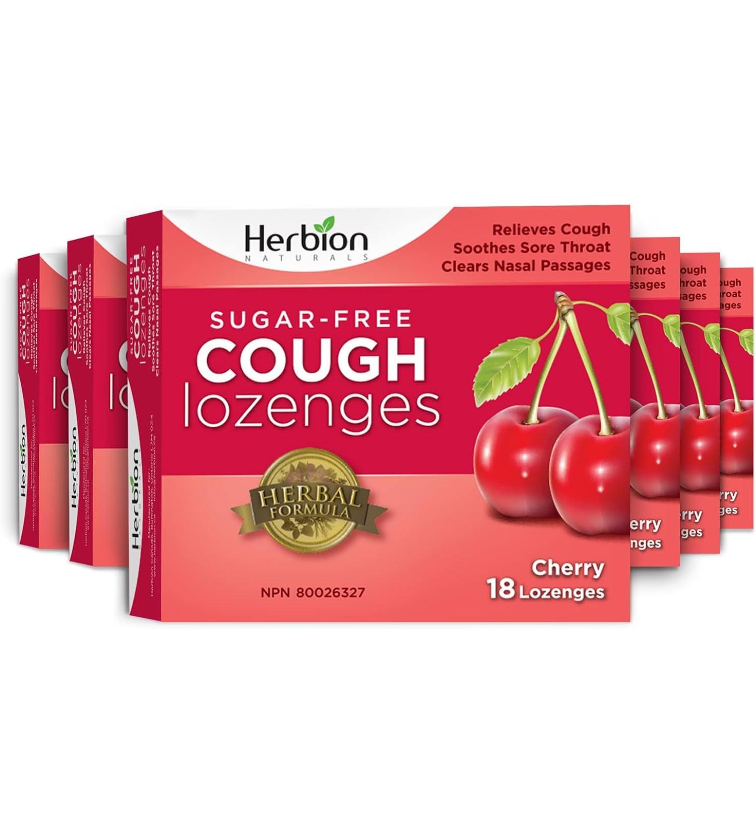 Herbion Natural Sugar Free Cough Lozenges Cherry Flavor | Cough Suppressant | Sore Throat Relief | Pack of 6 | - Buy Online on SooperMarket.com