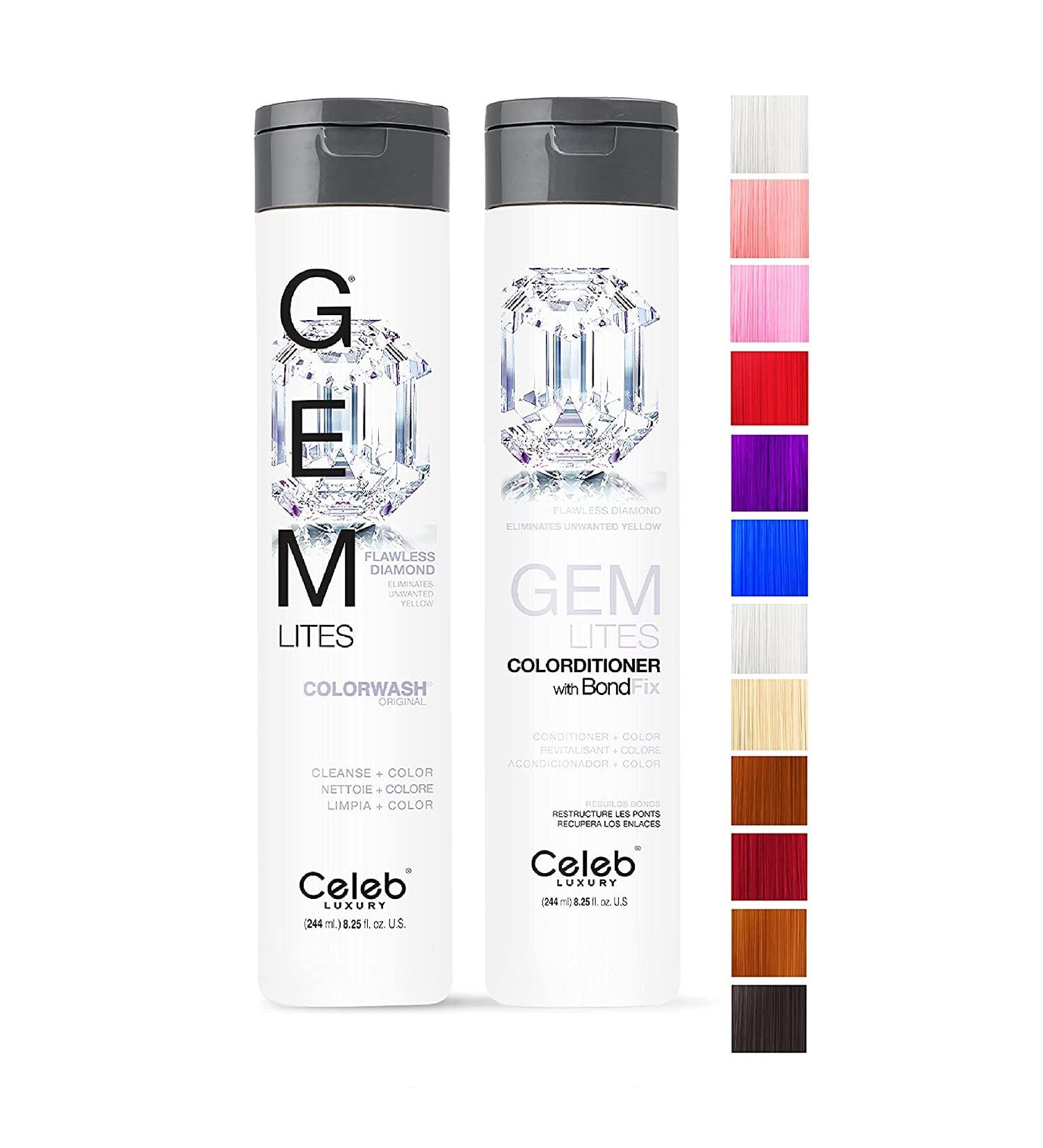 Shop Celeb Luxury Gem Lites Duo Colorwash Shampoo & Conditioner Set - Vegan Semi-Permanent Hair Color & Bondfix Rebuilder for Flawless Diamond Shine | International Shipping Available - Buy Online on SooperMarket.com