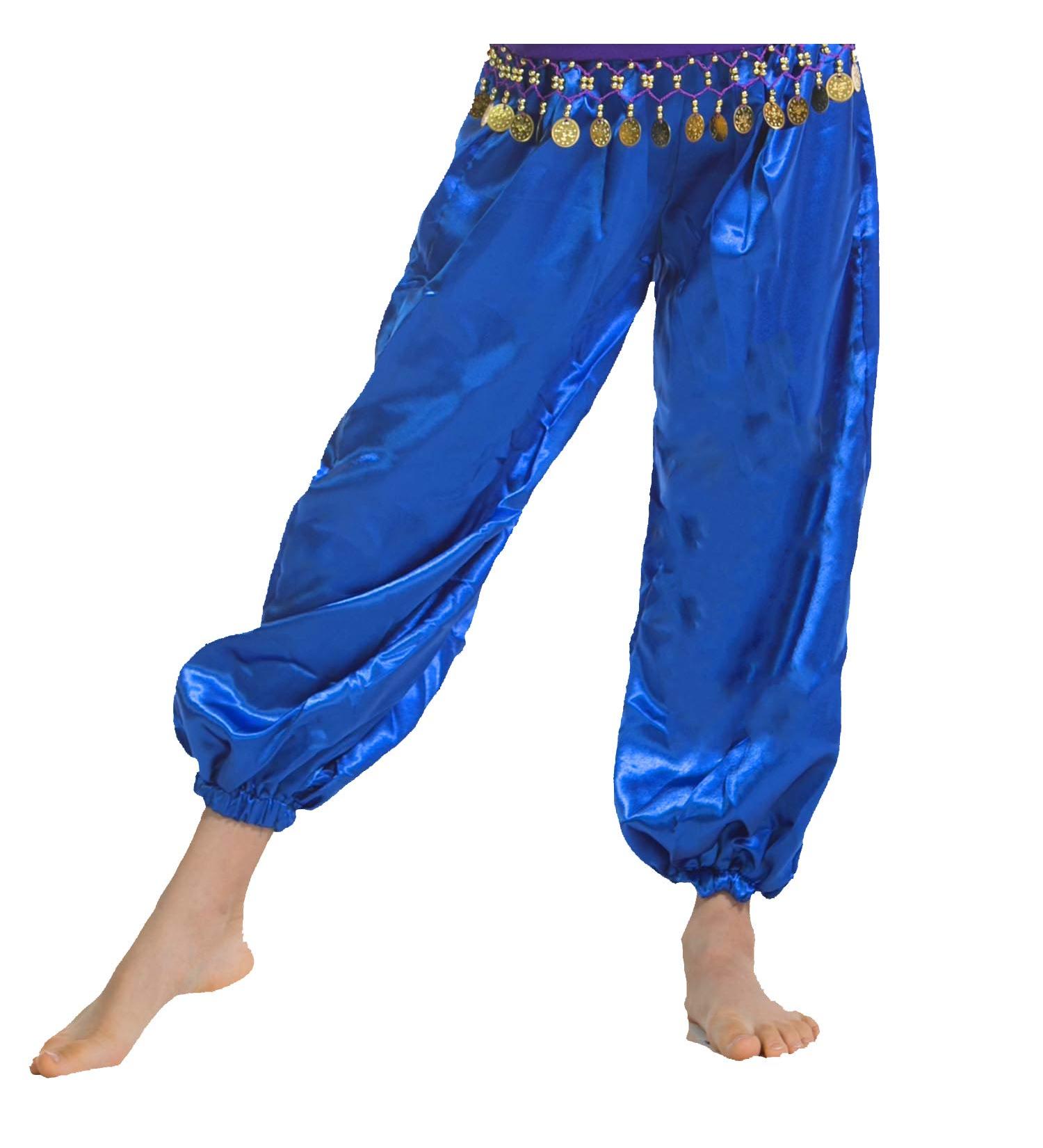 Miss Belly Dance Kid's Satin Harem Pants - HP05k Small Royal Blue