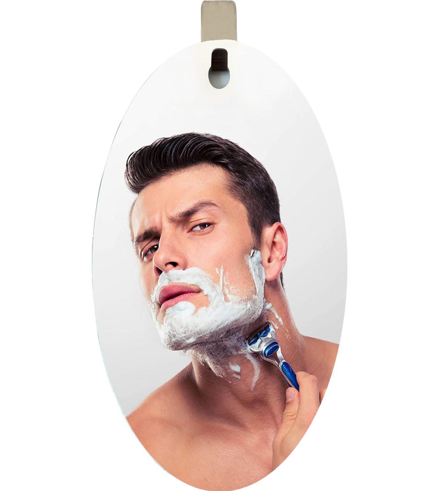 XoYo Fogless Shower Mirror with Adhesive Hooks - Anti-Fog, Makeup and Shave Mirror, Oval Frameless Wall Hanging Mirror - Buy Online on SooperMarket.com