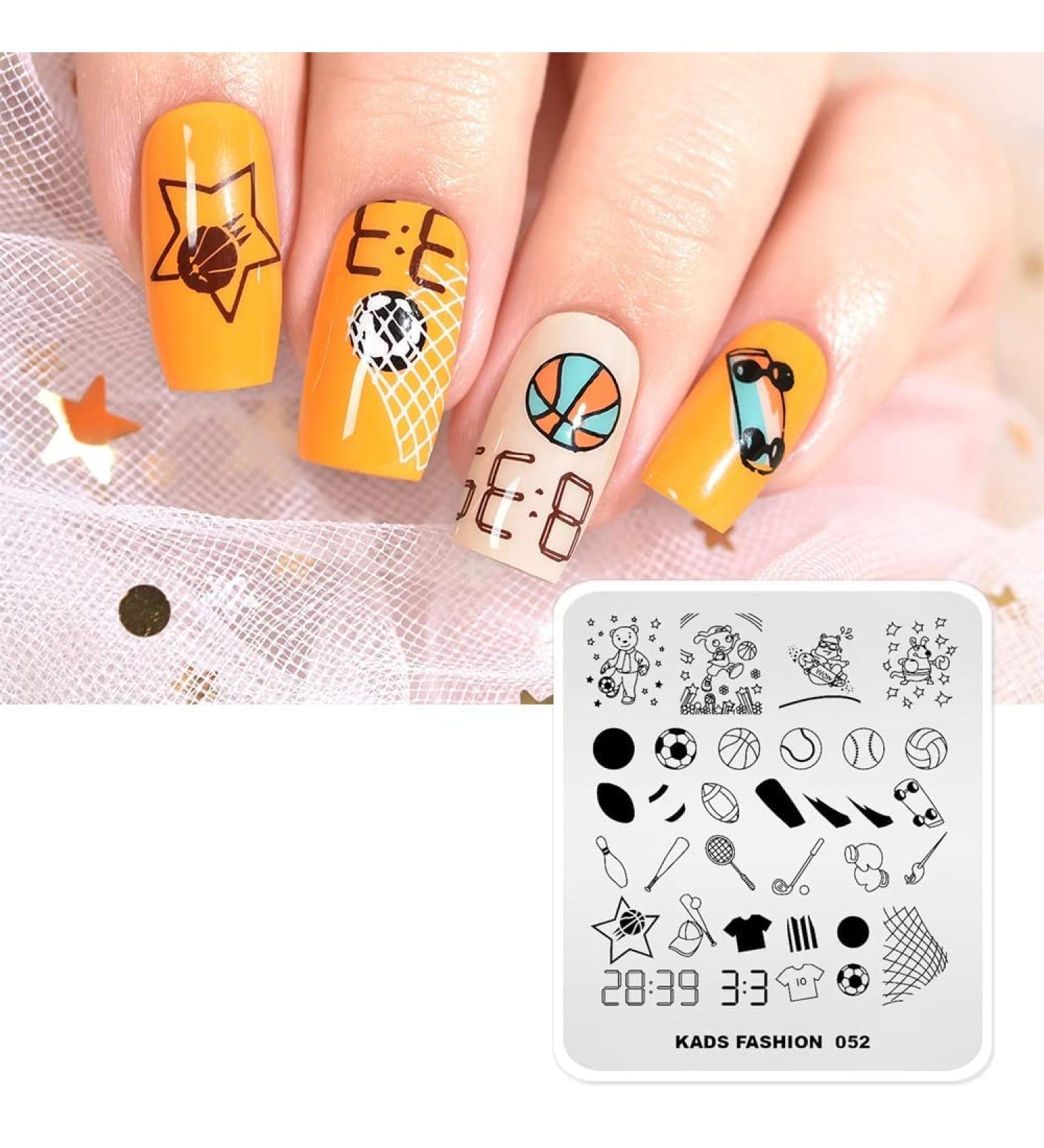 Nail Stamping Plate Fashion Sport Football Soccer Baseball Hockey Theme Multi-Pattern Stamp Print Image Stamp Template Nail Art for Nail Design 5# - Buy Online on SooperMarket.com