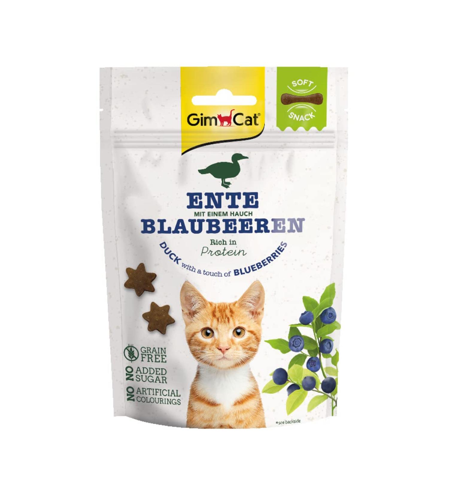 Gimcat Soft Snacks Duck & Blueberries - Protein-Rich Cat Treats - No Added Sugar - 60g Bag - International Shipping Available - Buy Online on SooperMarket.com
