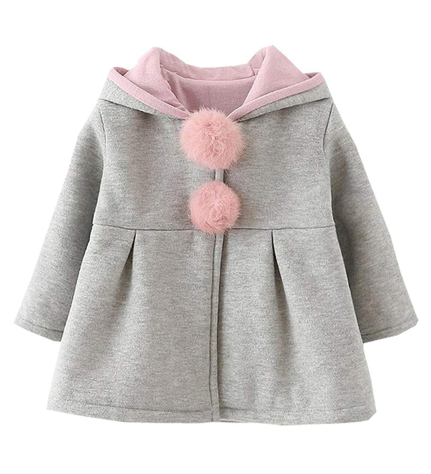 TMEOG Baby Girls Rabbit Ears Cloak Hooded Coat | 9-12 Months Grey - Buy Online on SooperMarket.com