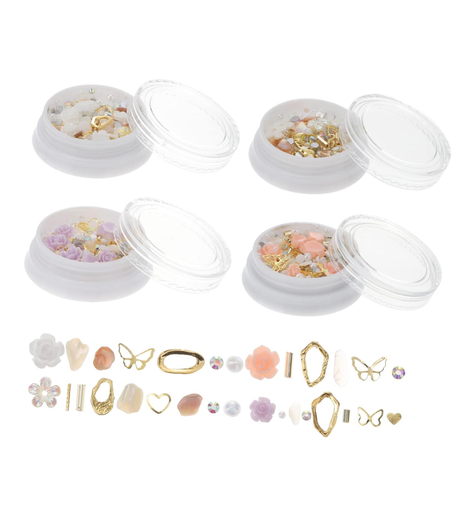 minkissy 4 Boxes 3D Nail Accessories Gems for Nails Nail Art Stickers Flower Nail Charms Charm Abs Rhinestone Zinc Alloy Acrylic - Buy Online on SooperMarket.com