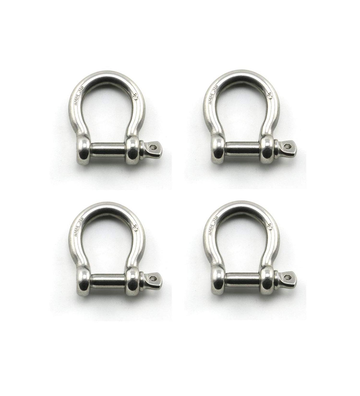 Heyous 4pcs Stainless Steel 1/4 Inch Screw Pin Anchor Shackles - Heavy Duty Bow Shape Load Clamps for Chains, Wirerope Lifting, Camping & Survival - Buy Online on SooperMarket.com