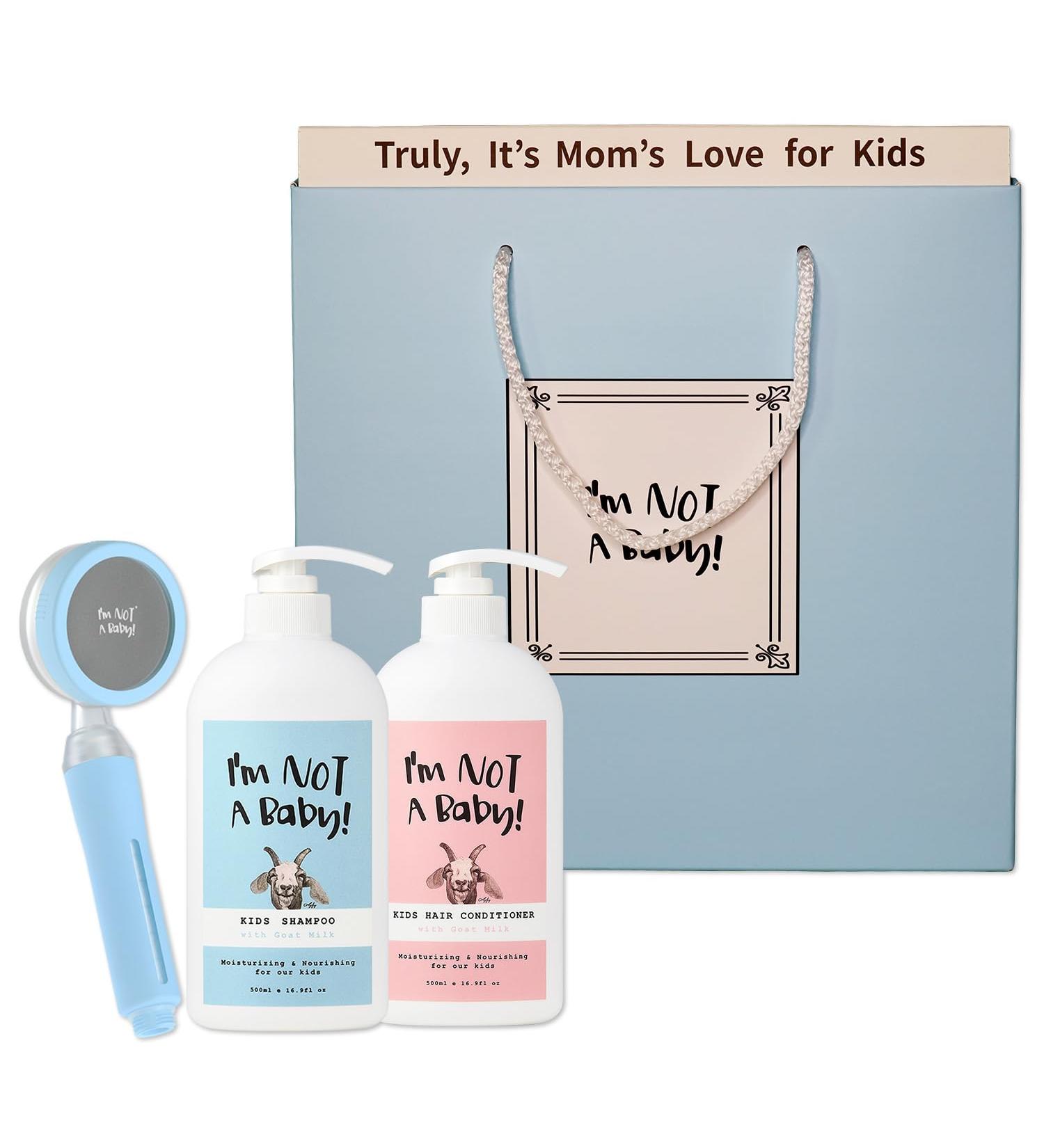Kids Shower Gift Set | Plant-Based Goat Milk Shampoo & Conditioner | Dermatologist Tested Allergen-Free Cruelty-Free for Dry Sensitive Skin & Scalp - Buy Online on SooperMarket.com